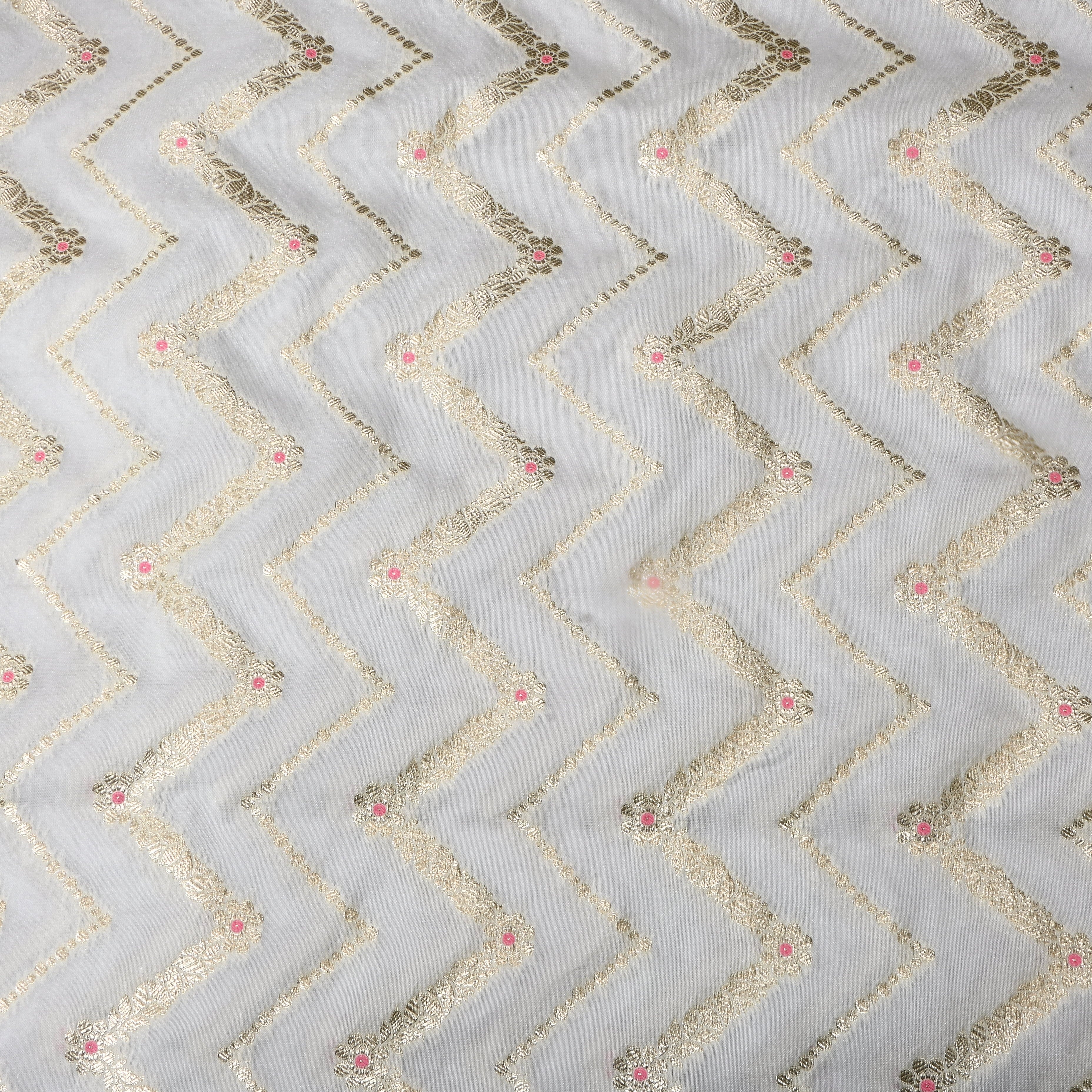 Off-White Jamawar Silk Fabric