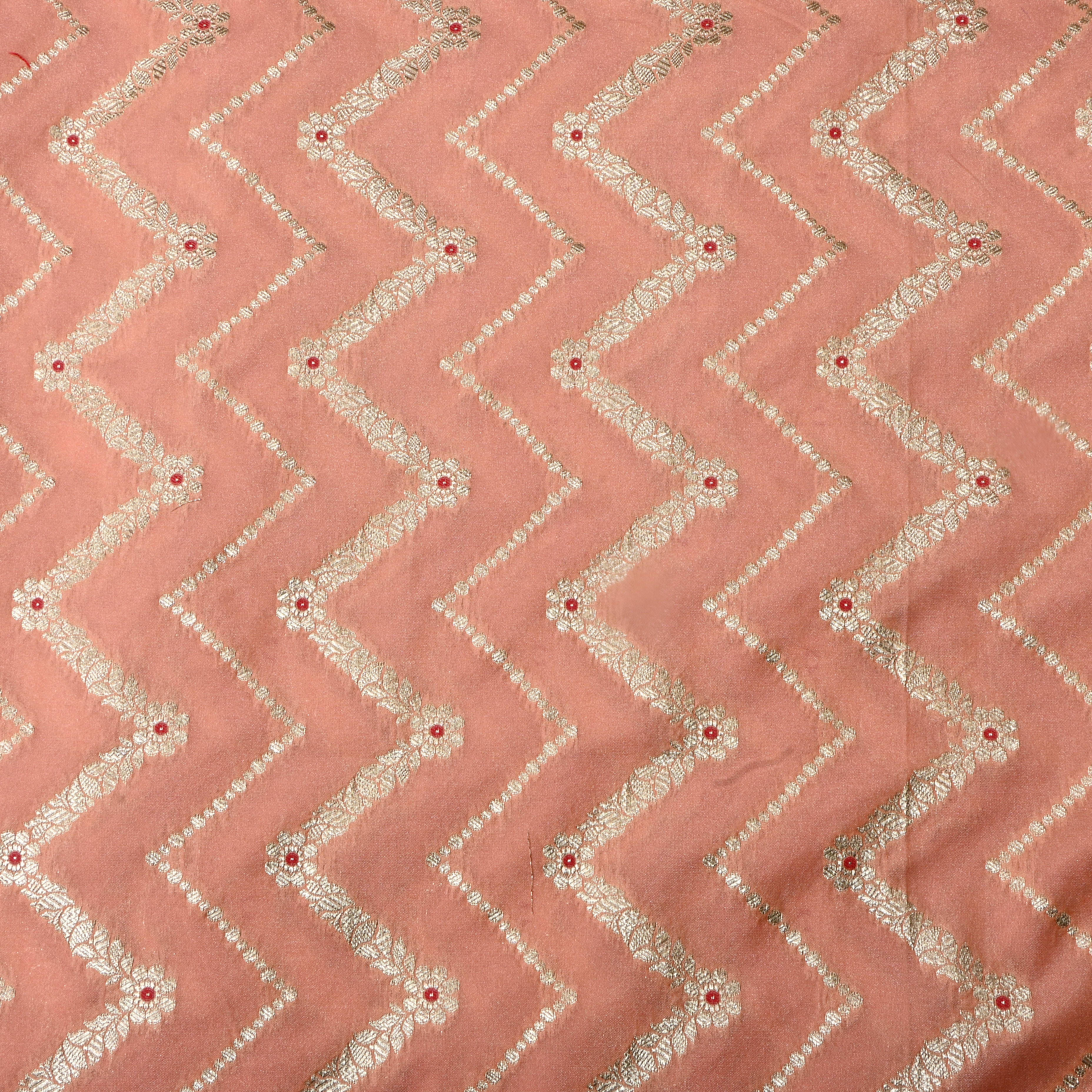 Pinkish Beige Jamawar Silk Fabric