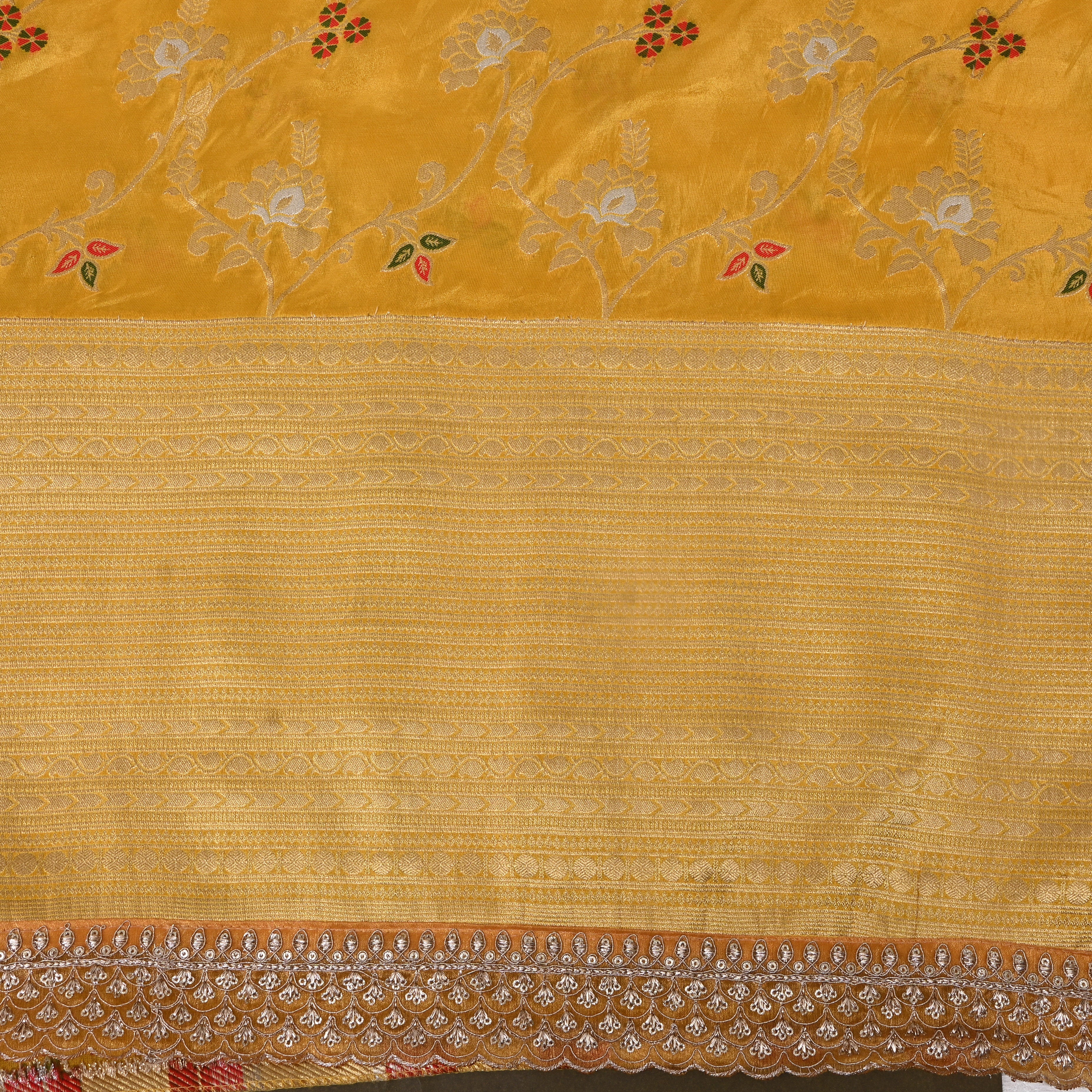 Golden Yellow Tissue Jamawar Fabric