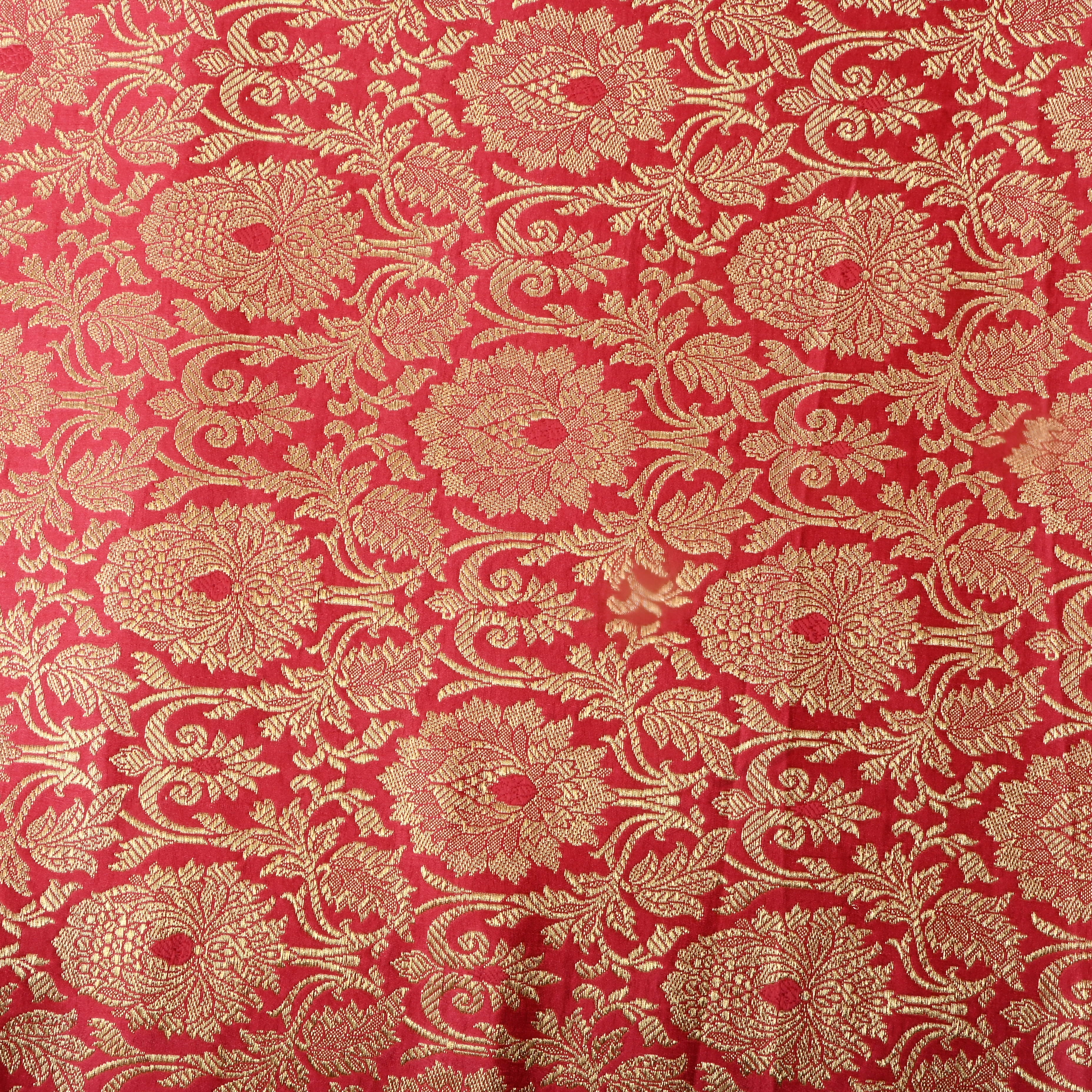 Deep Pink Floral Jamawar Satin Fabric