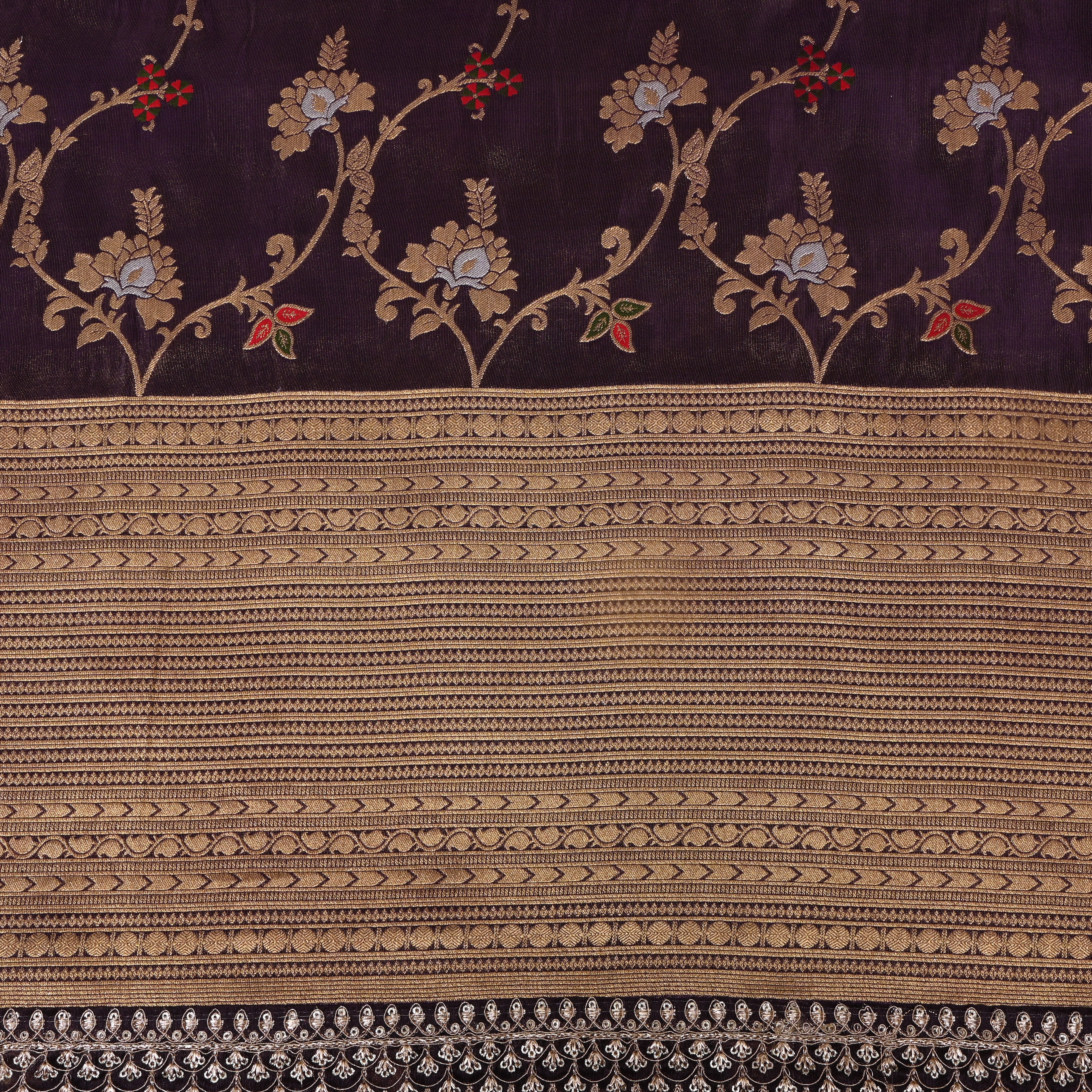 Deep Purple Tissue Jamawar Fabric