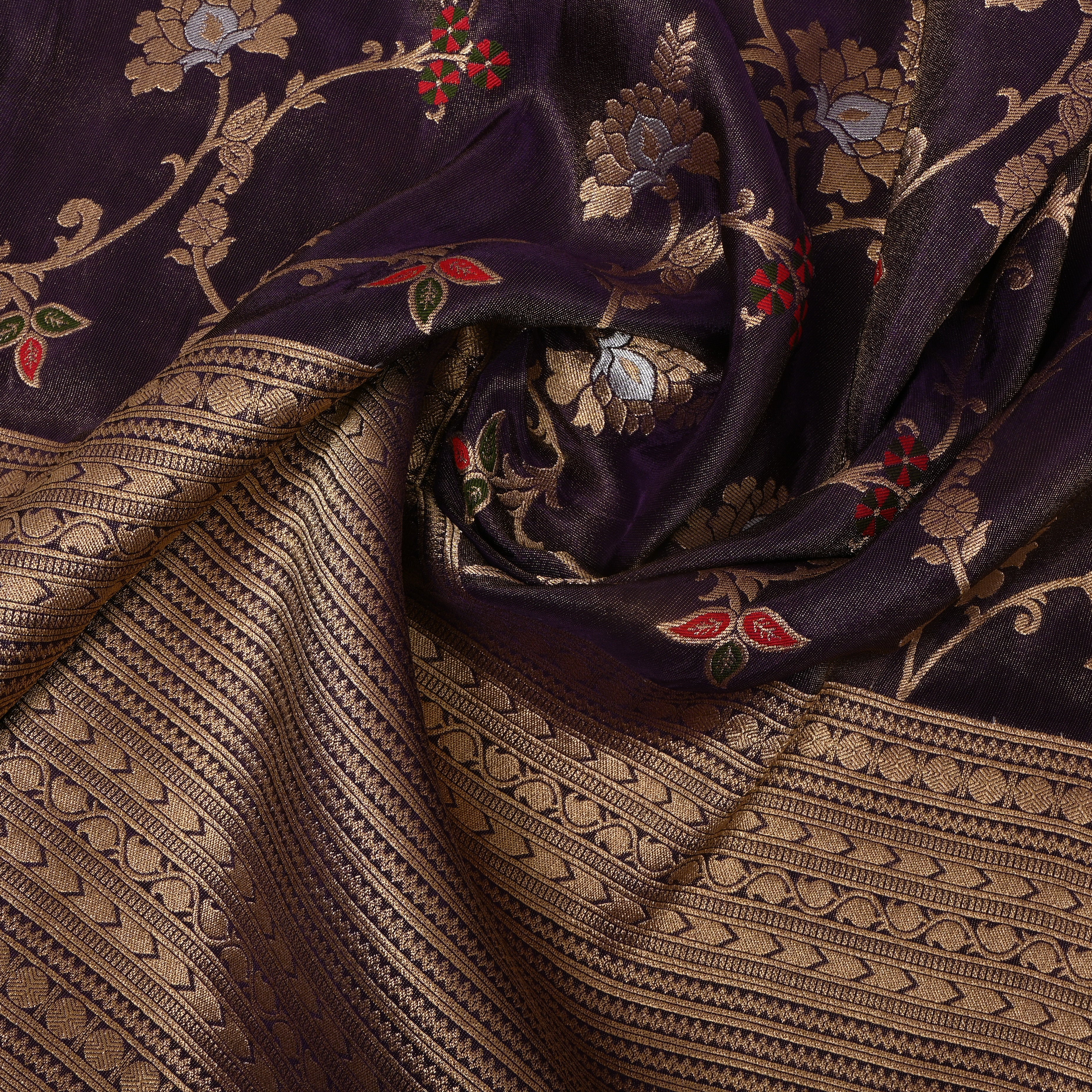 Deep Purple Tissue Jamawar Fabric