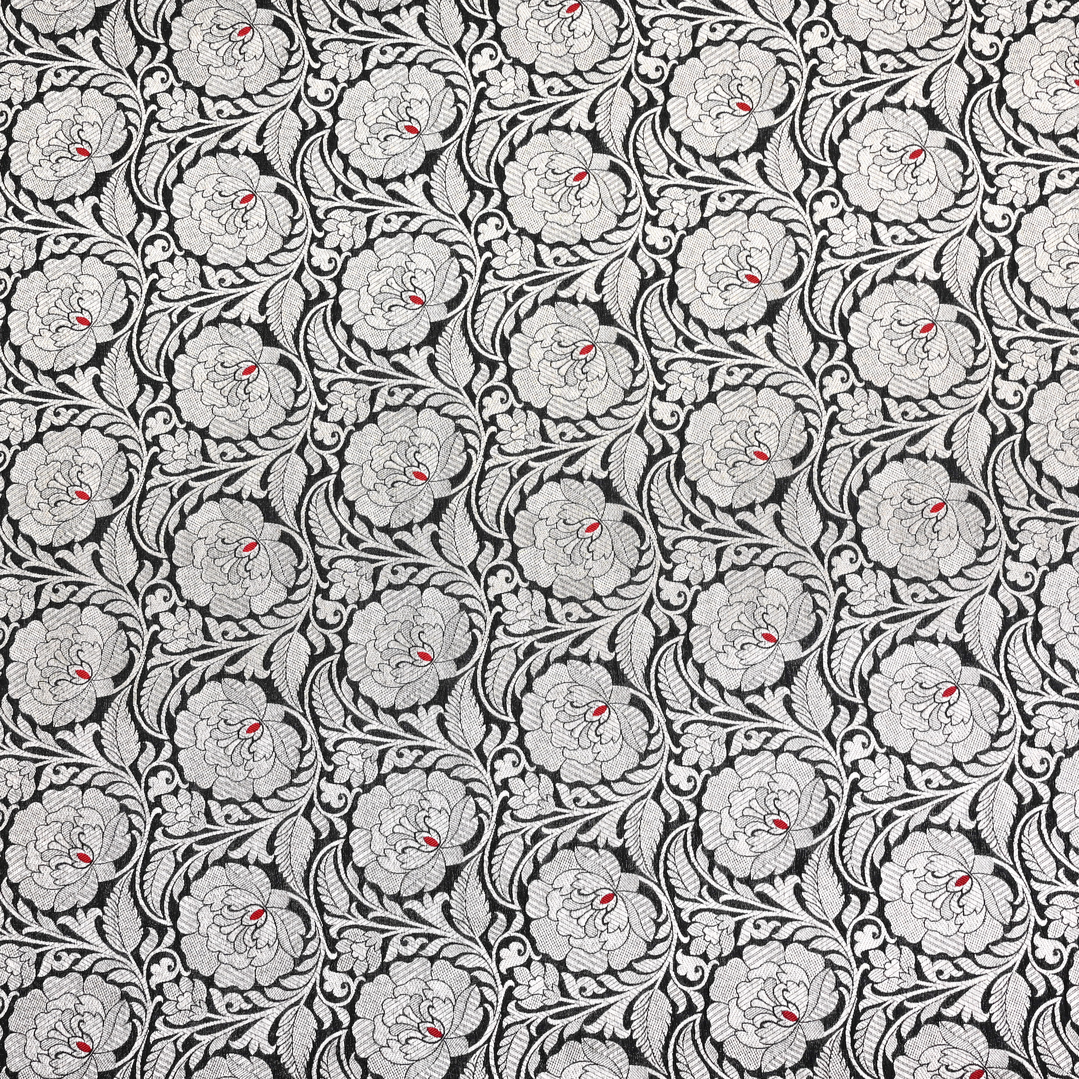 Black Banarasi Fabric With Floral Jaal