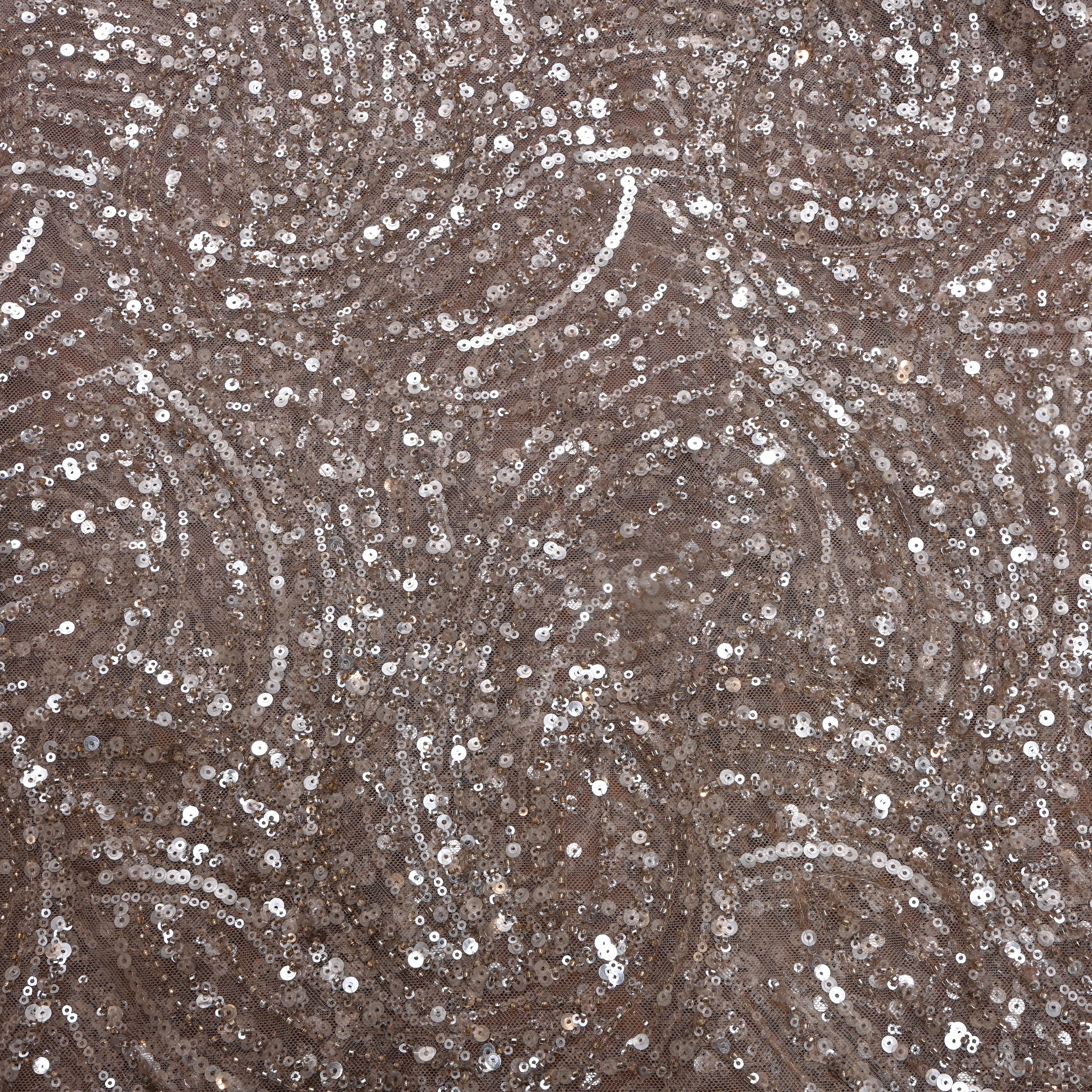 Rose Gold Pink Embroidery Net Fabric