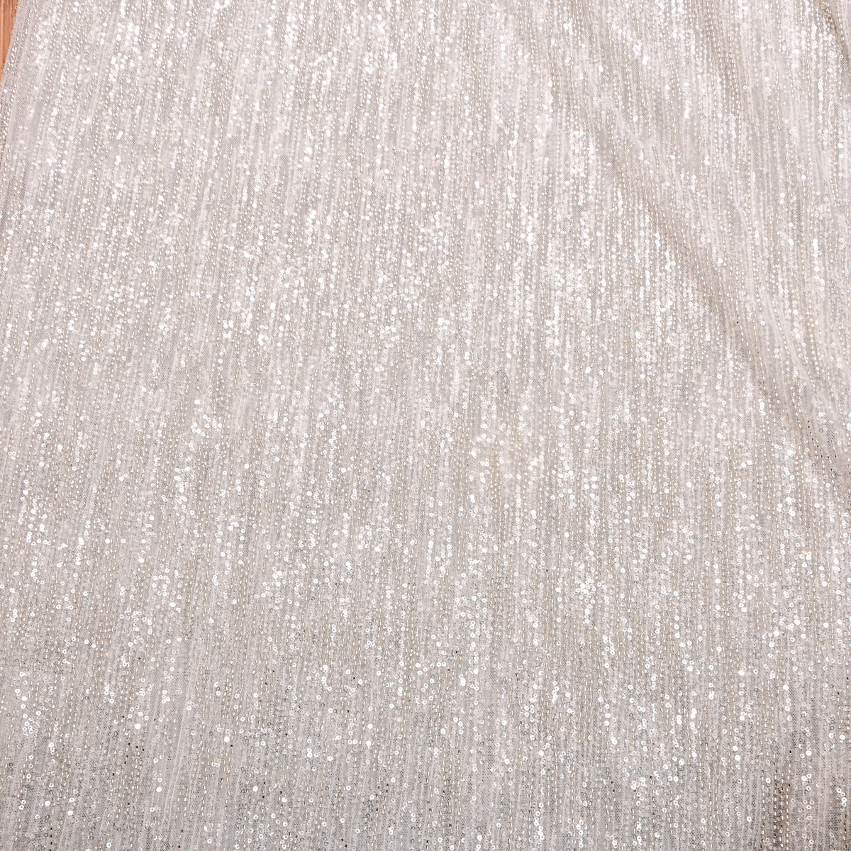 Silver Net Fabric With Sequin Work