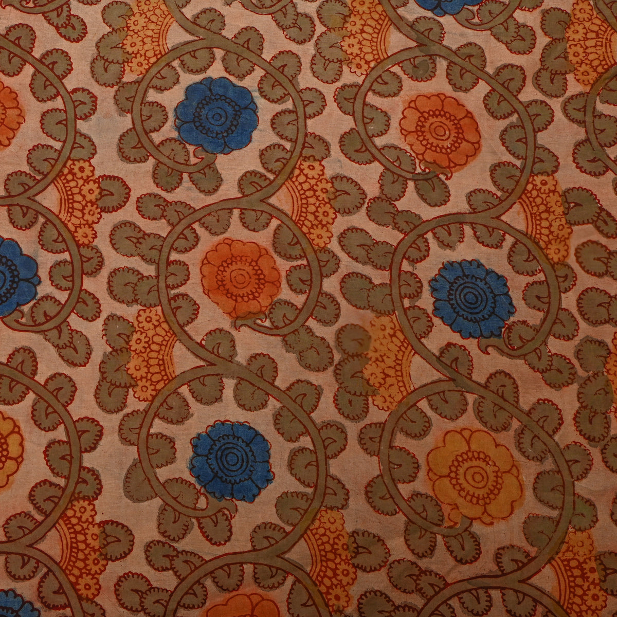 Sand Multi Kalamkari Pen Silk Fabric