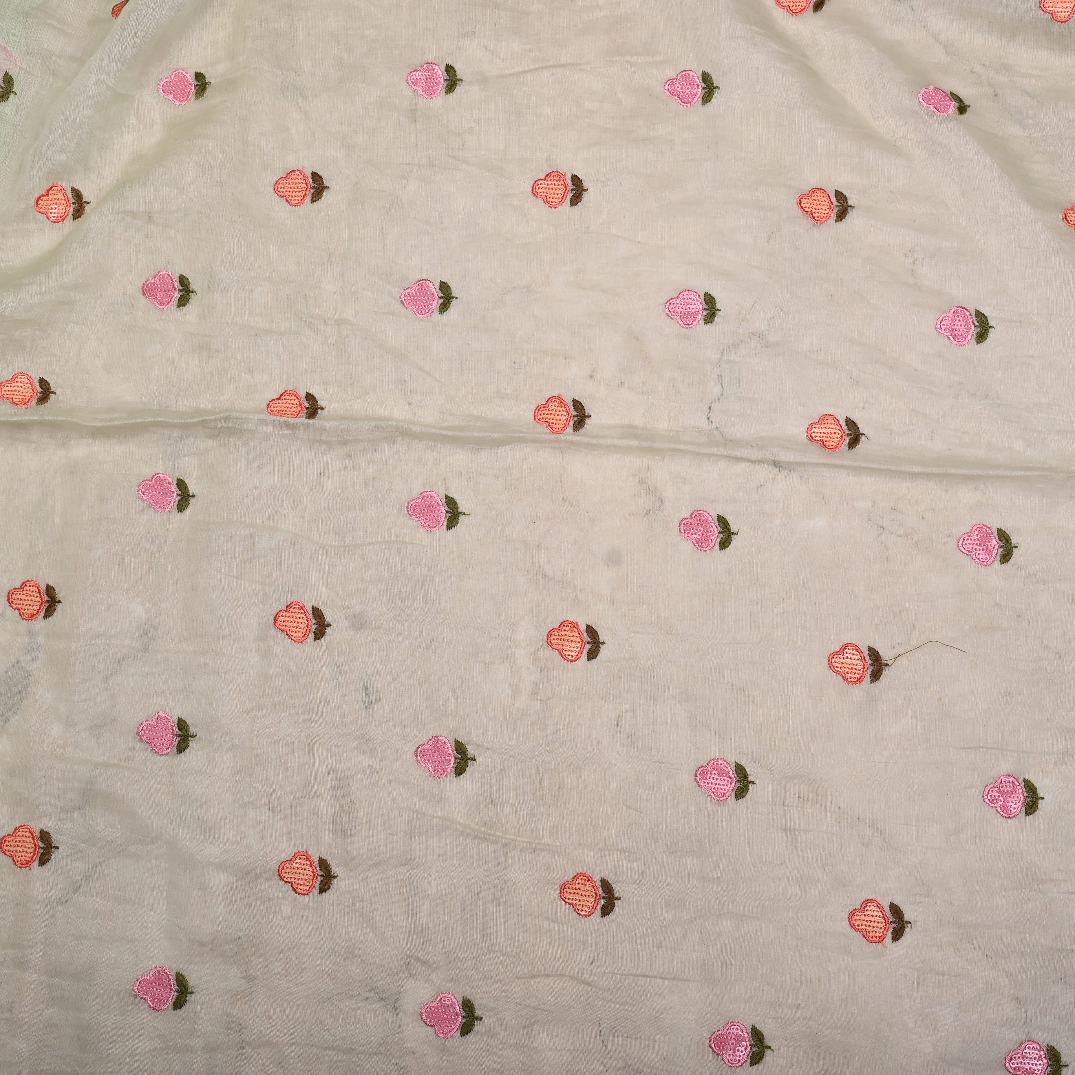 Soft Pale Green Chanderi Fabric With Embroidery