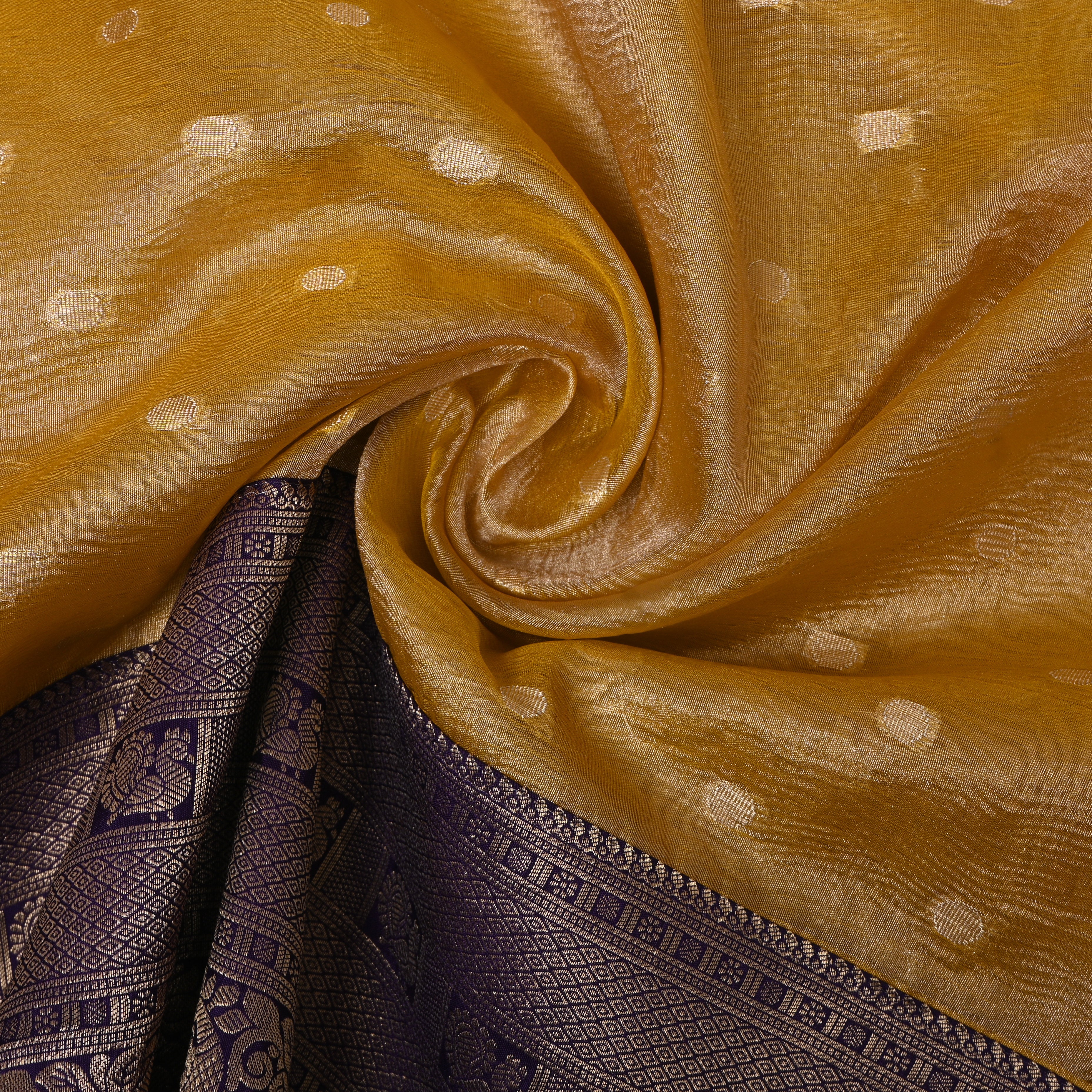 Mustard Gold Tissue Jamawar Fabric
