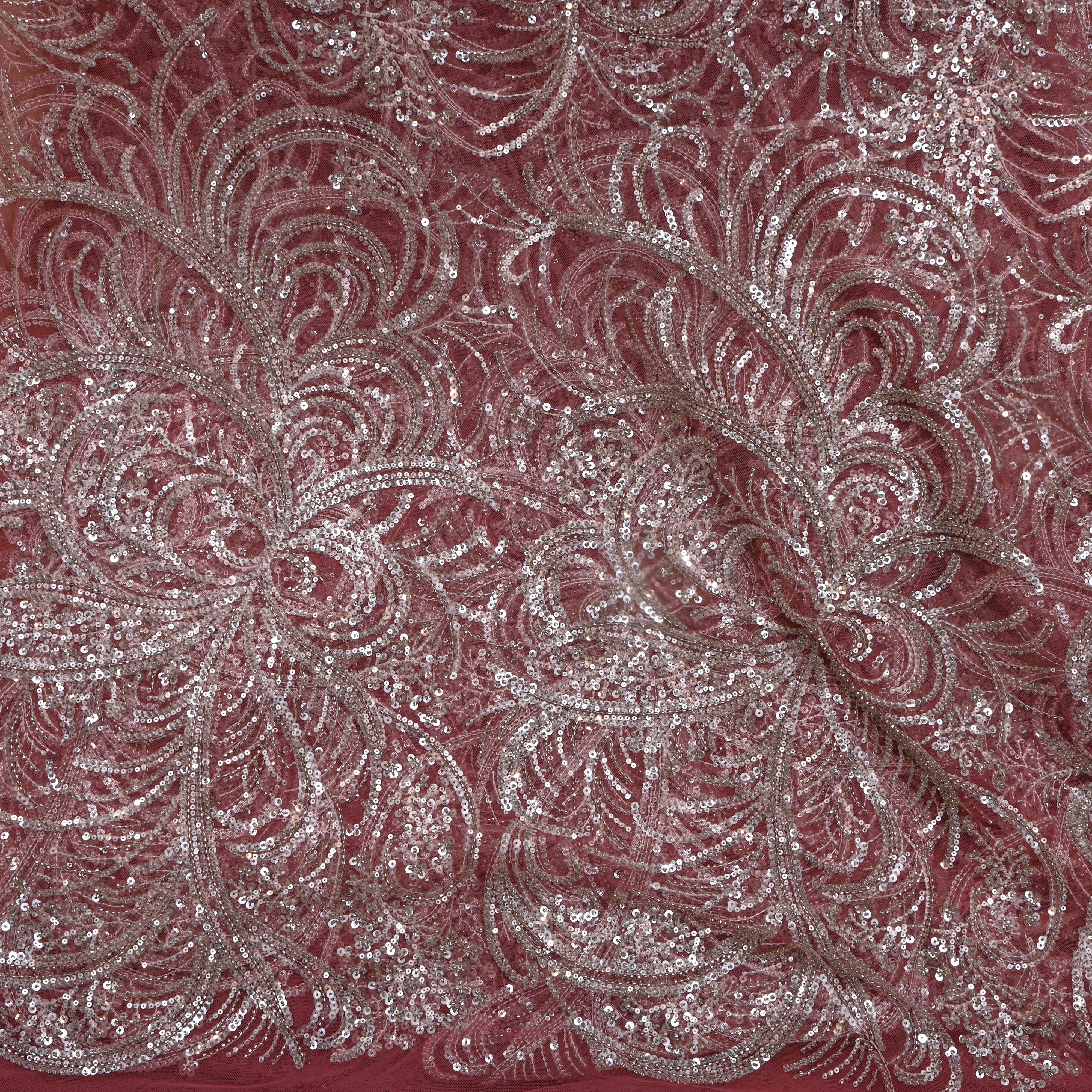 Pink Embroidery Net Fabric