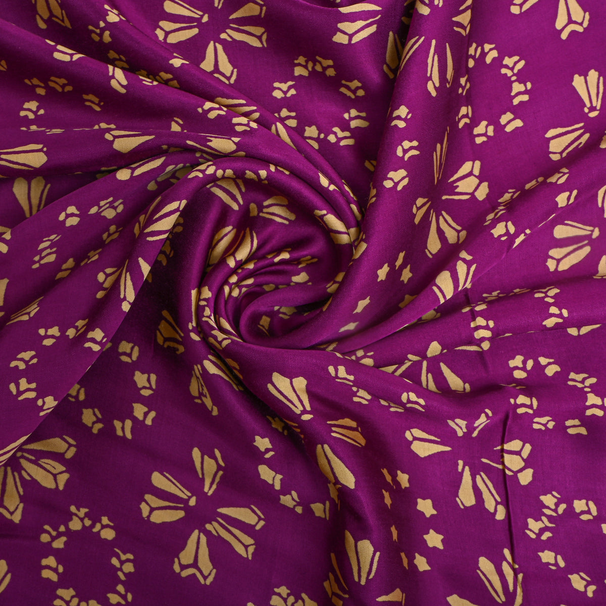 Jamun Purple Flower Digital Print Satin Fabric