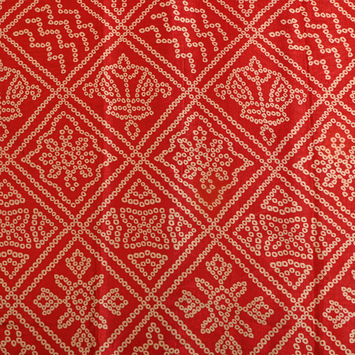 Cherry Red Bandhani Print Satin Fabric
