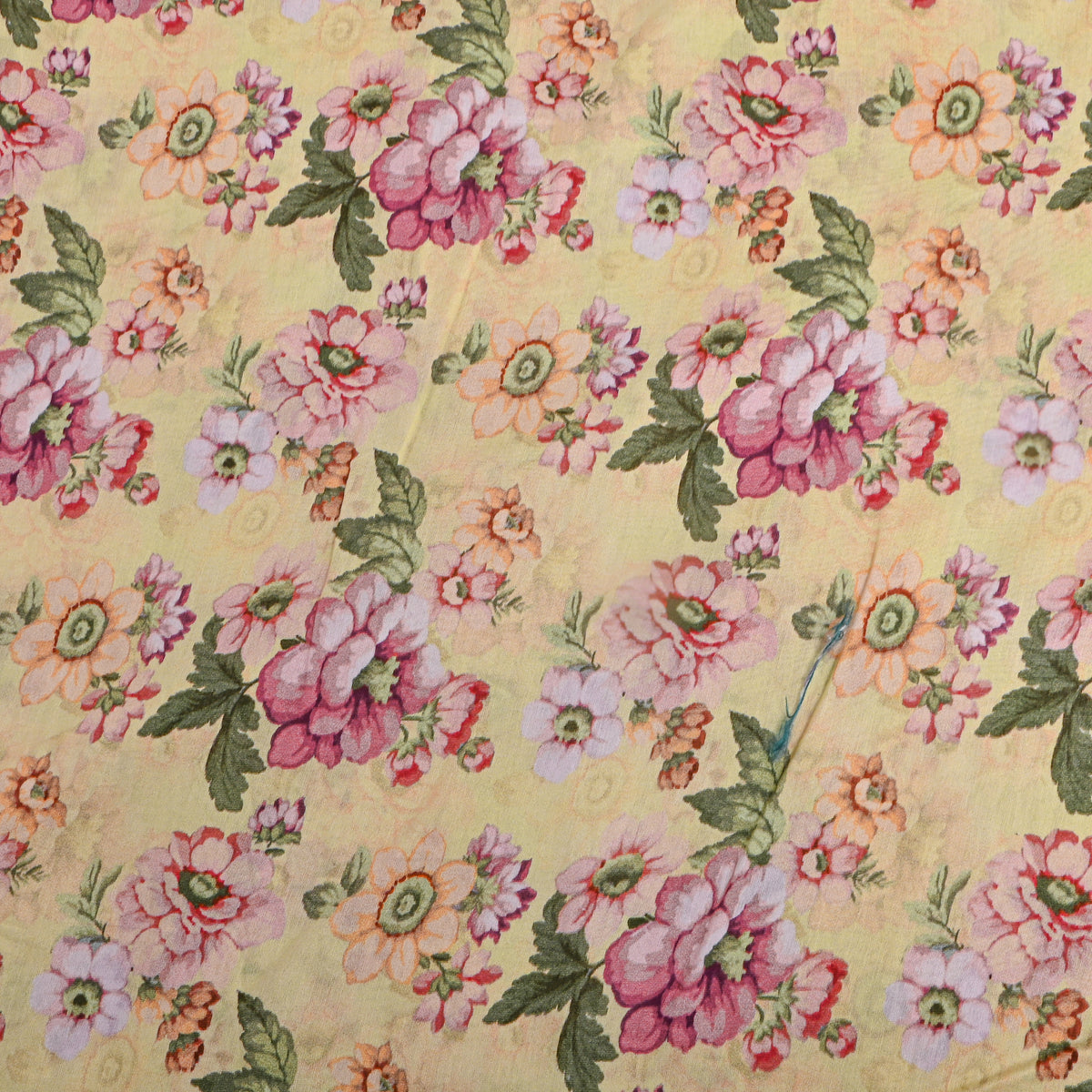 Butter Yellow Floral Digital Printed Silk Fabric