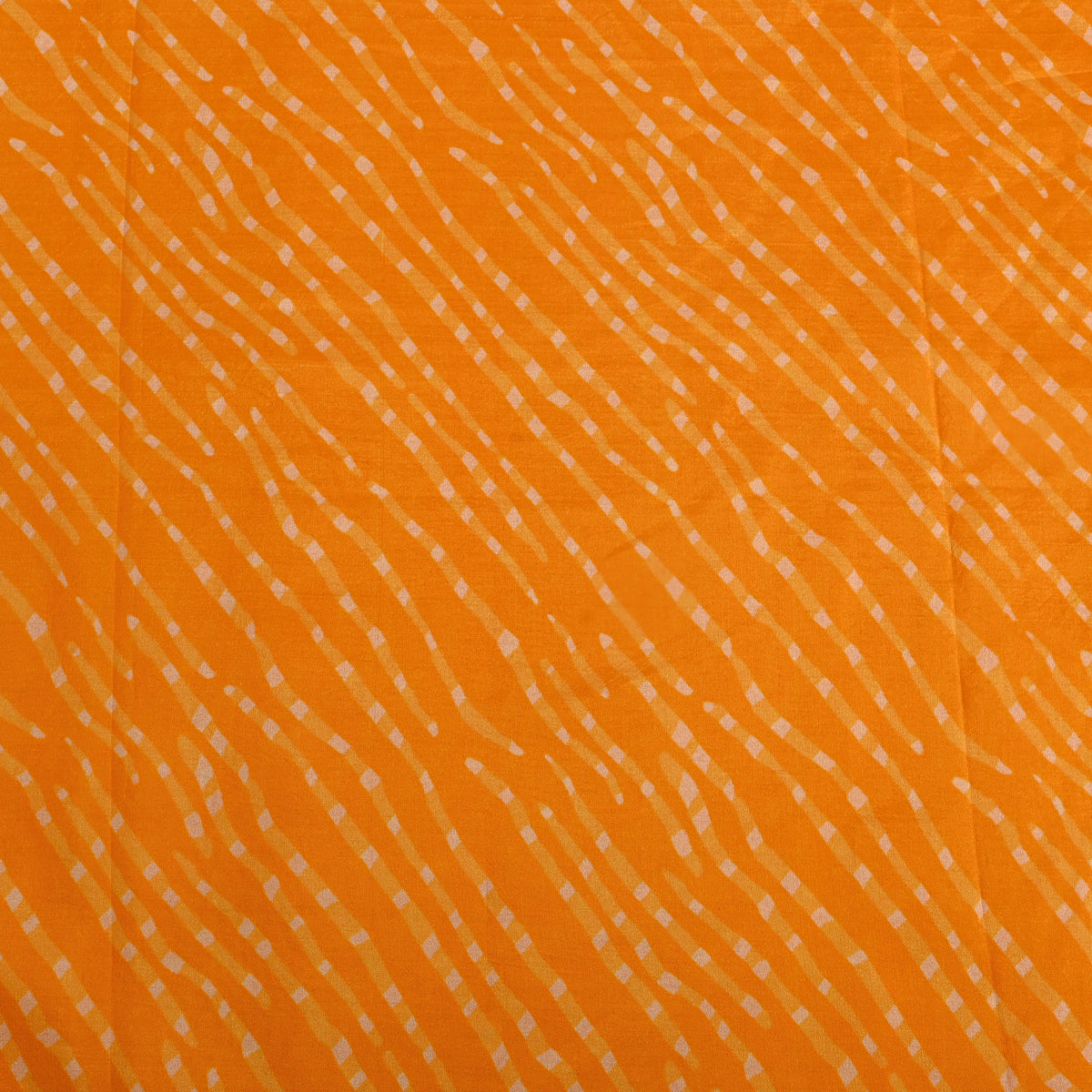 Marigold Orange Wave Stripe Digital Print Silk Fabric