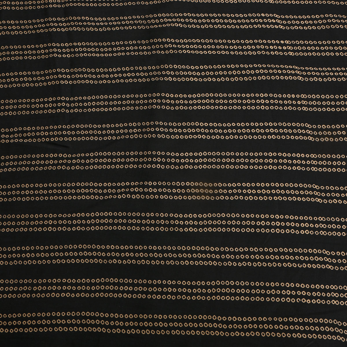 Ebony Black Dot Ring Stripe Digital Print Satin Fabric