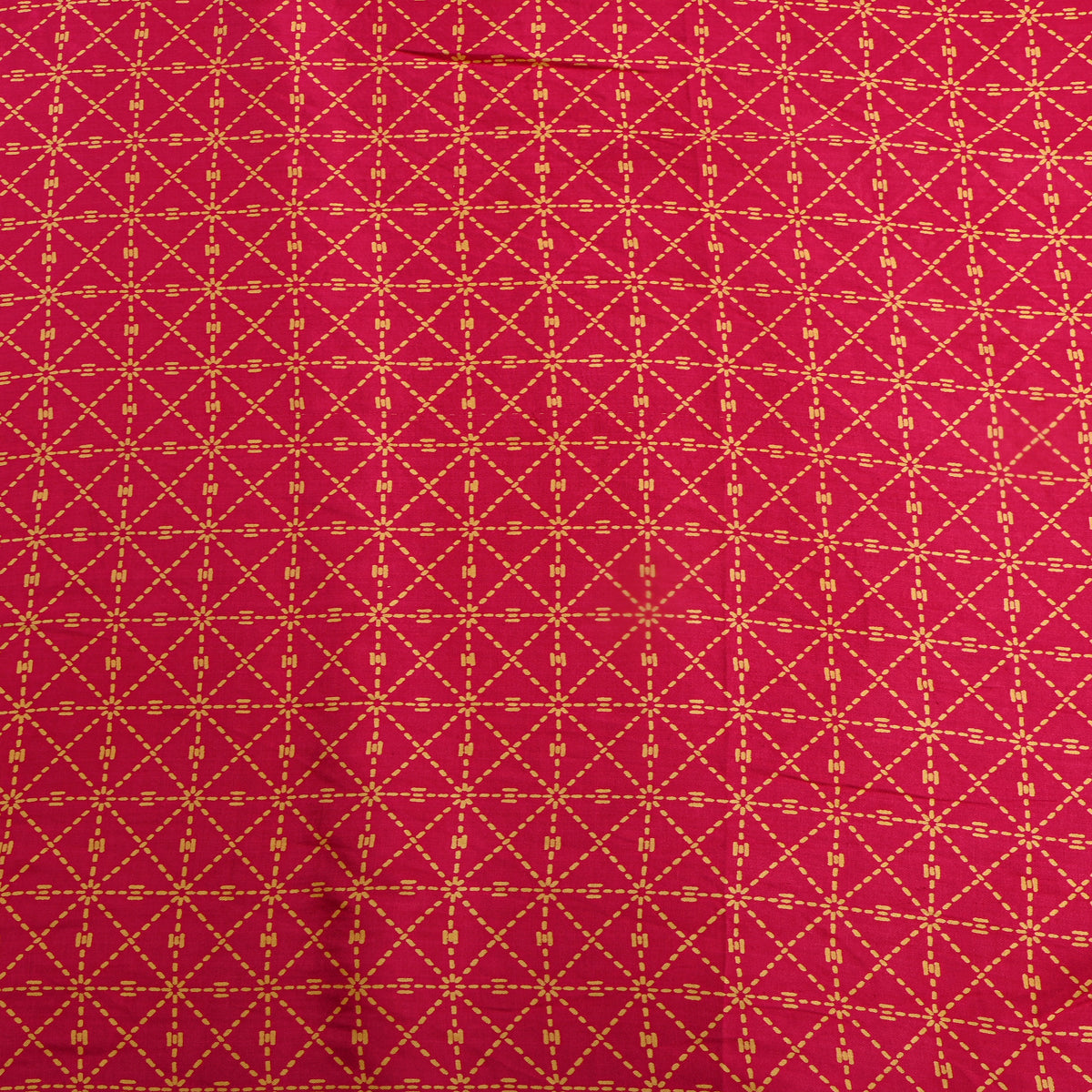 Fuchsia Pink Stitch Line Geometric Digital Print Satin Fabric