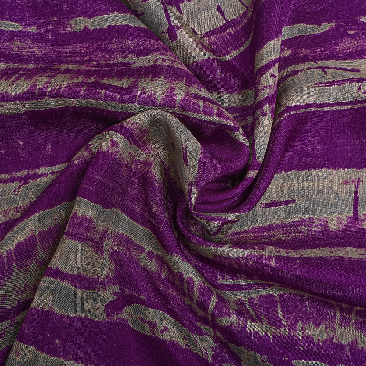 Plum Purple Brushstroke Abstract Digital Print Satin Fabric