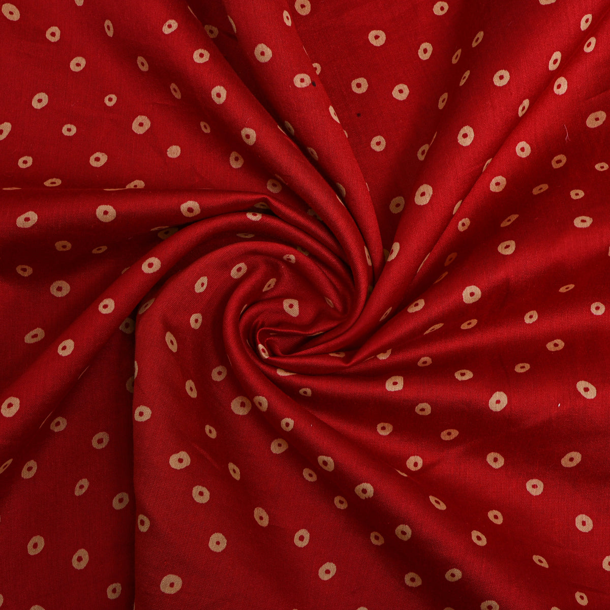 Chilli Bandhani Dot Print Silk Fabric