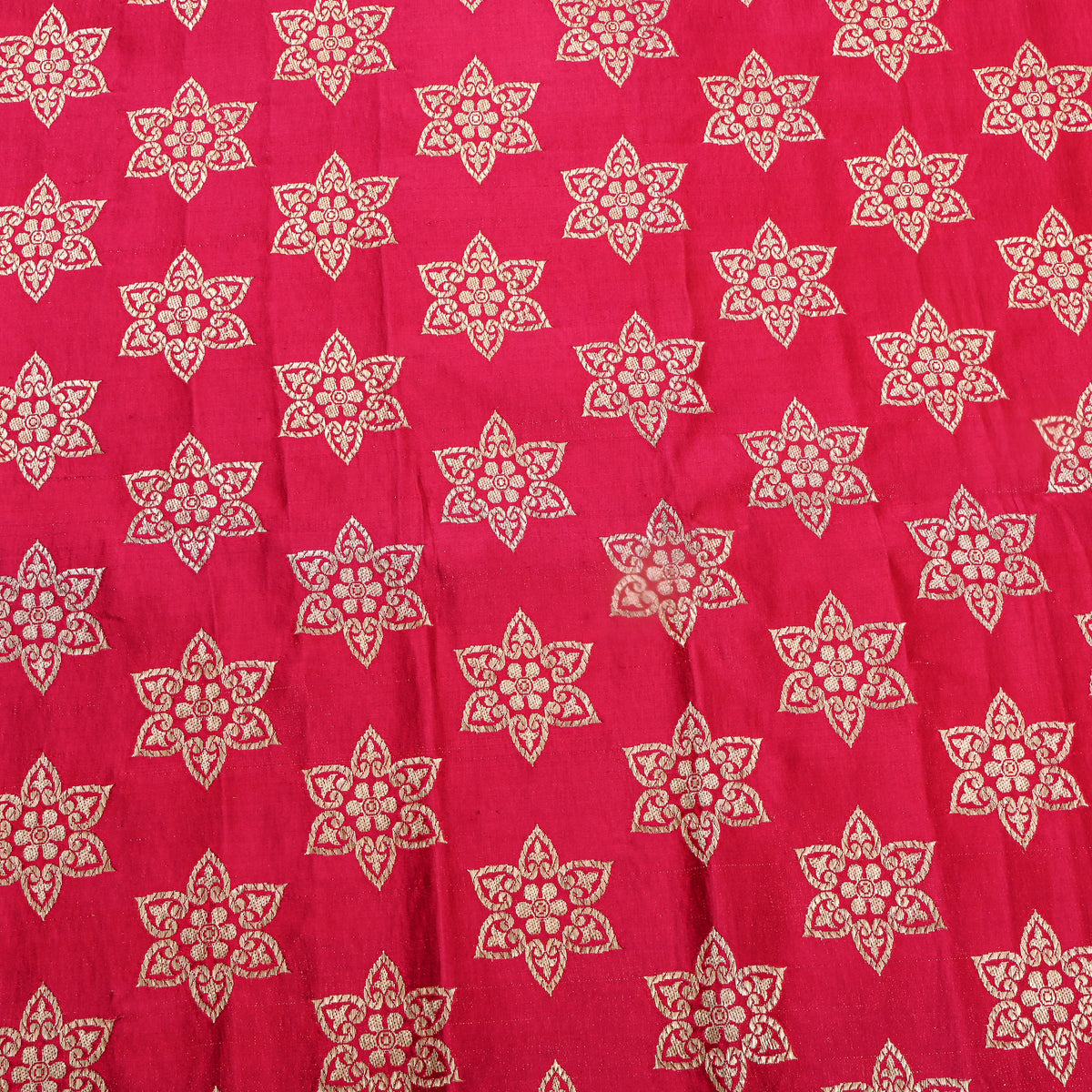 Pink Gold Star Motif Silk Fabric