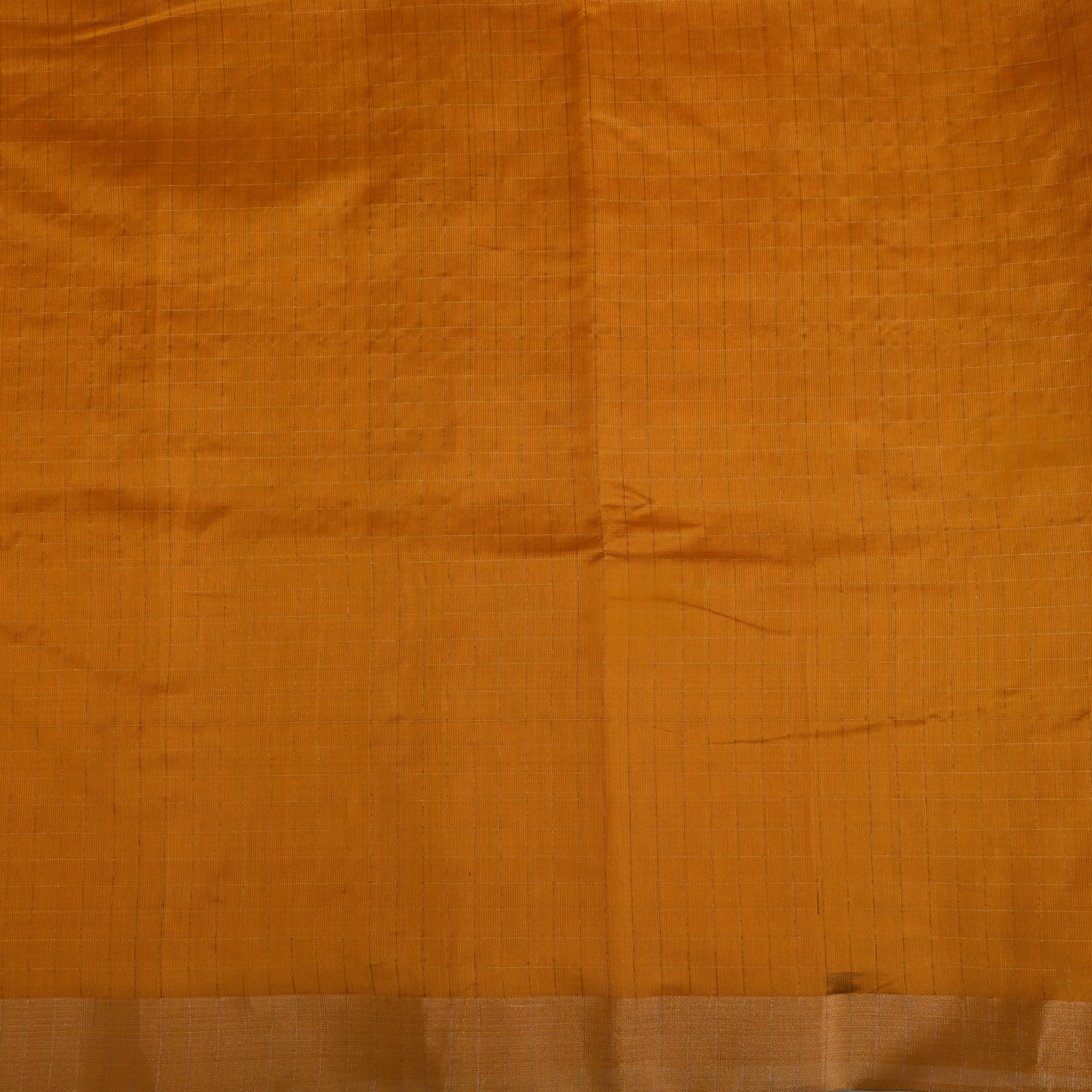 Golden Yellow Silk Fabric With Zari Border