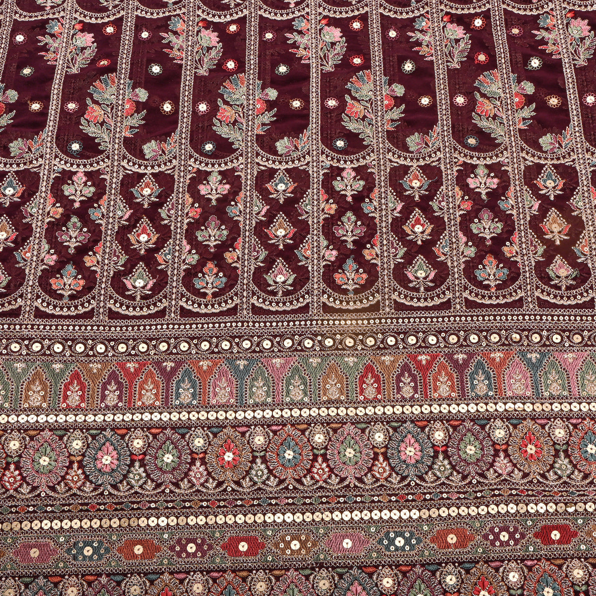 Maroon Multicolour Resham Embroidered Georgette