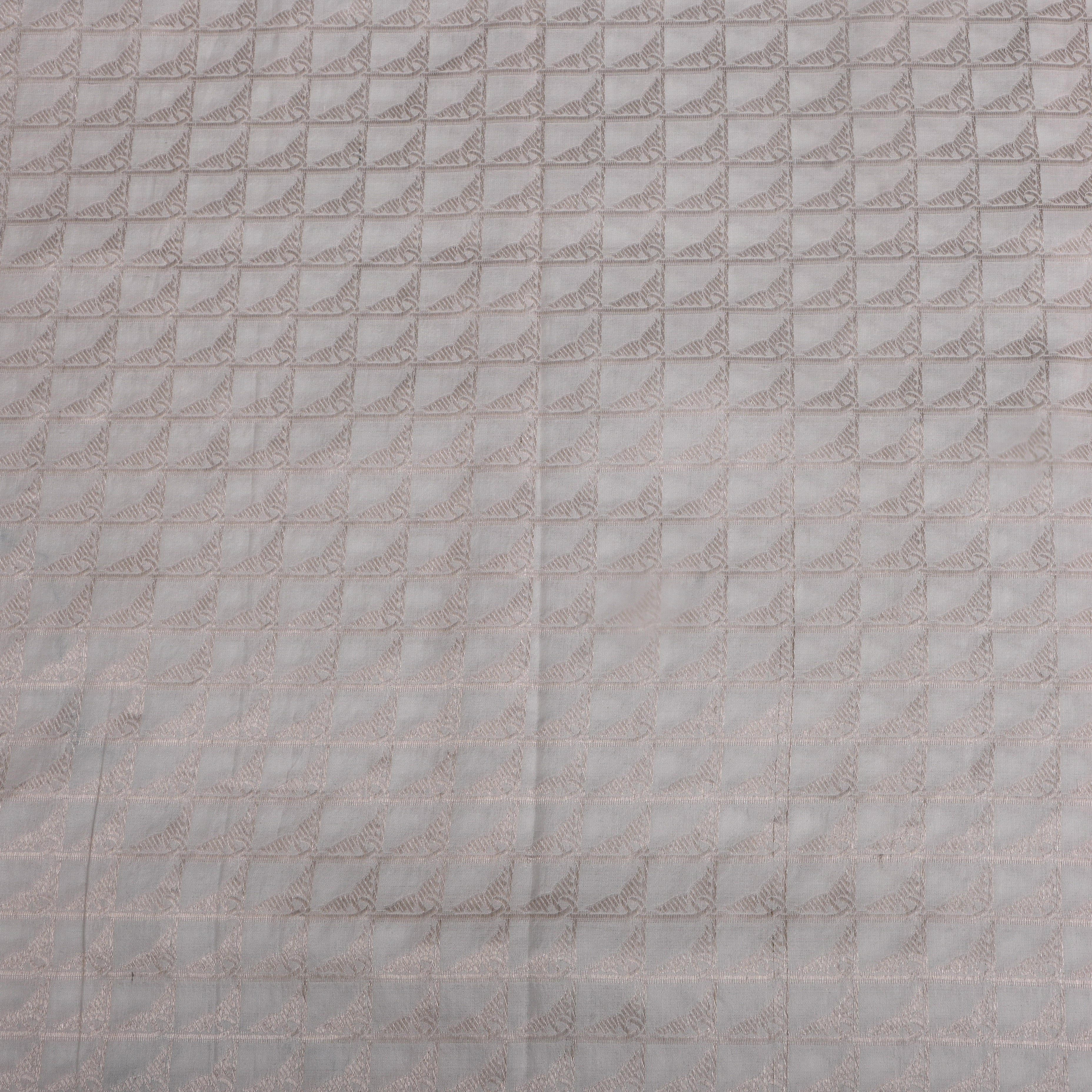 Off-White Silver Zari Silk Fabric