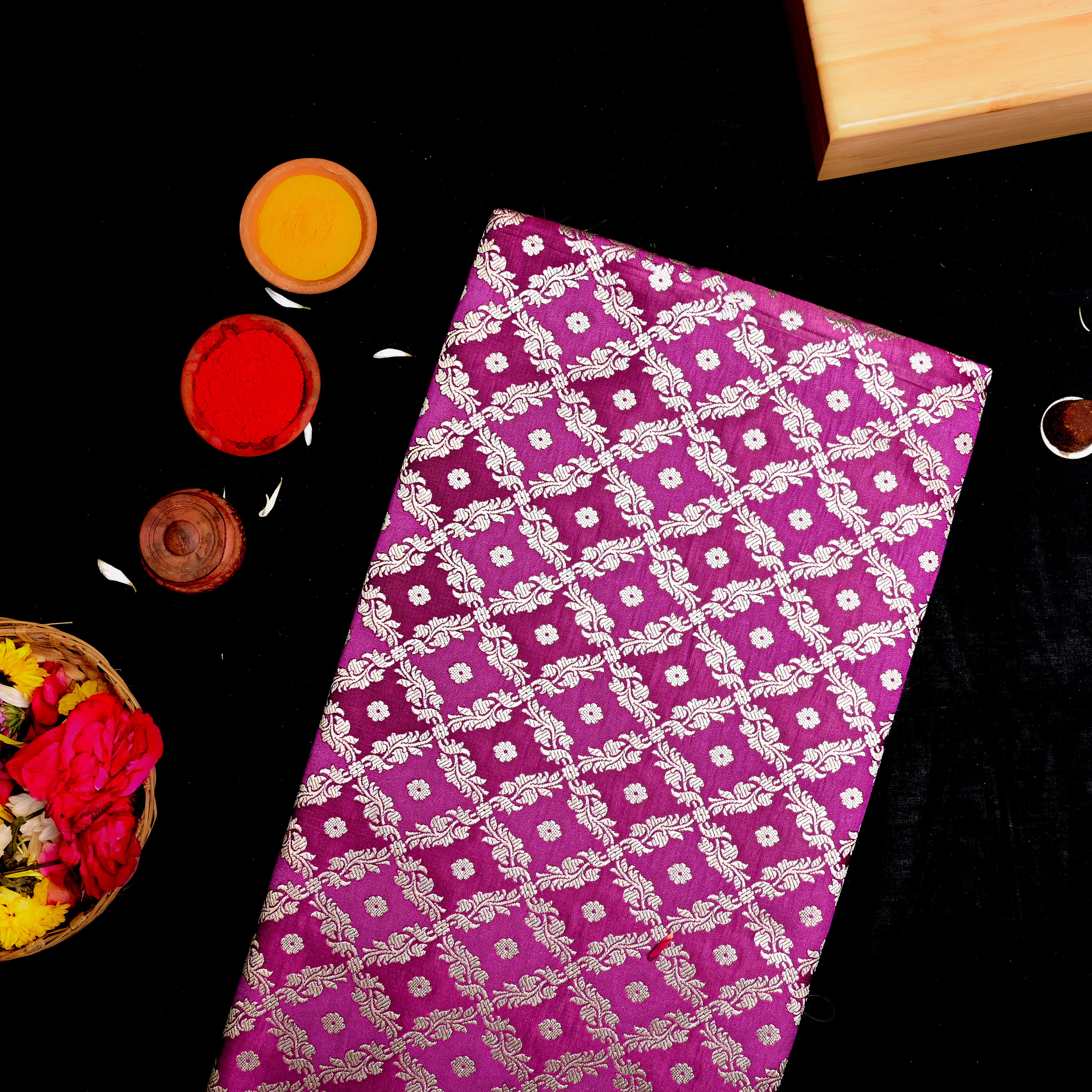 Pink Shades Jamawar Satin Fabric