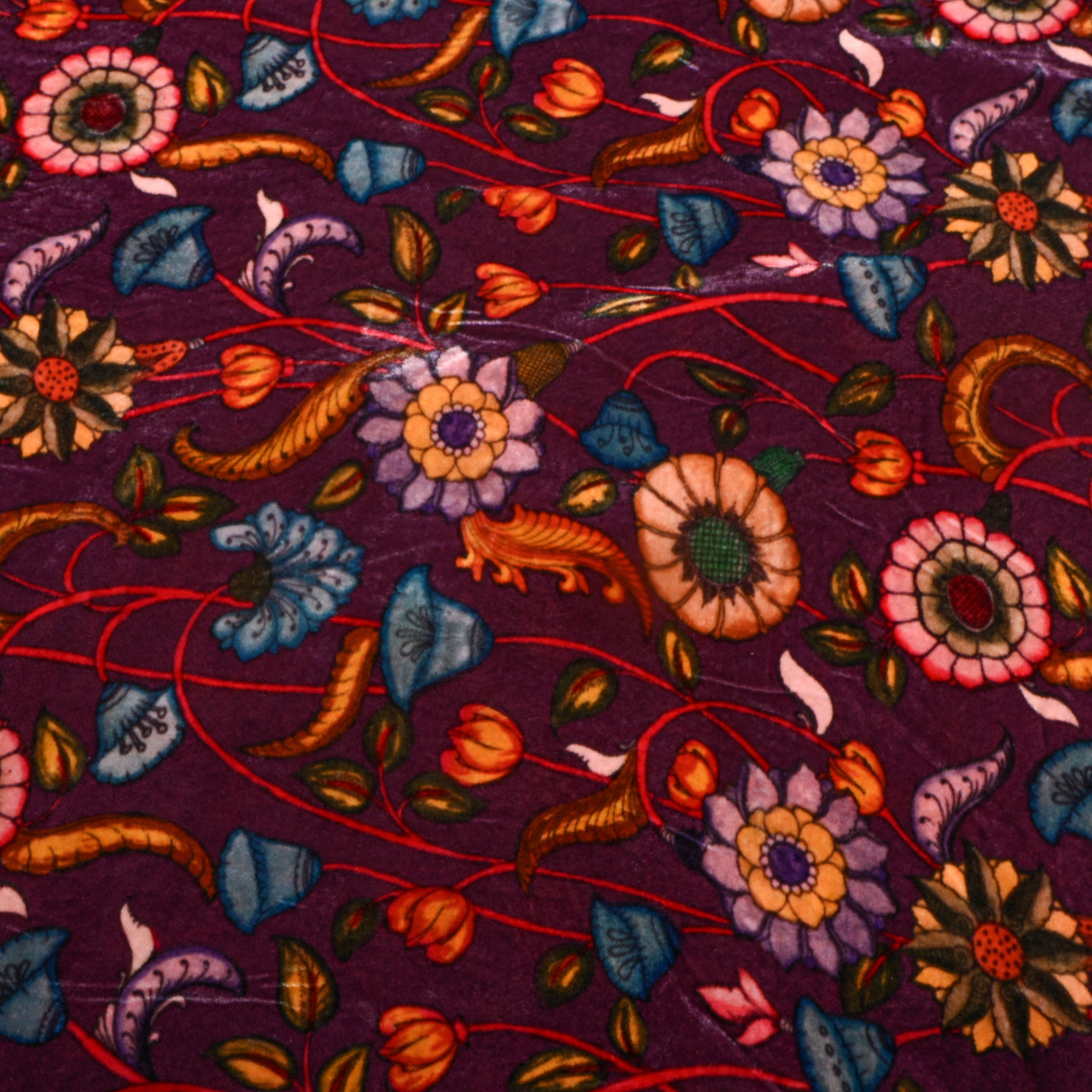 Purple Velvet With Floral Print