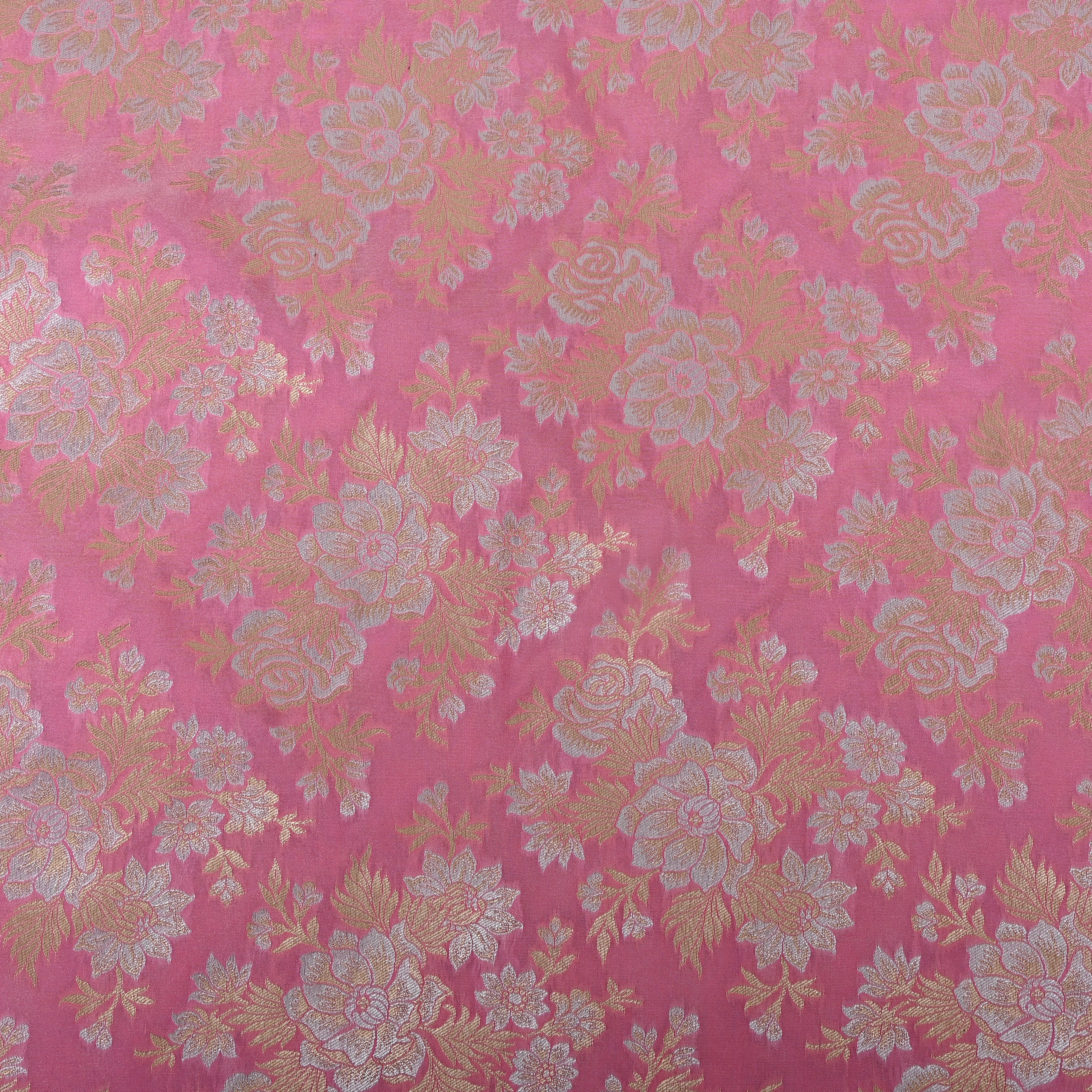 Blush Pink Floral Jamawar Silk