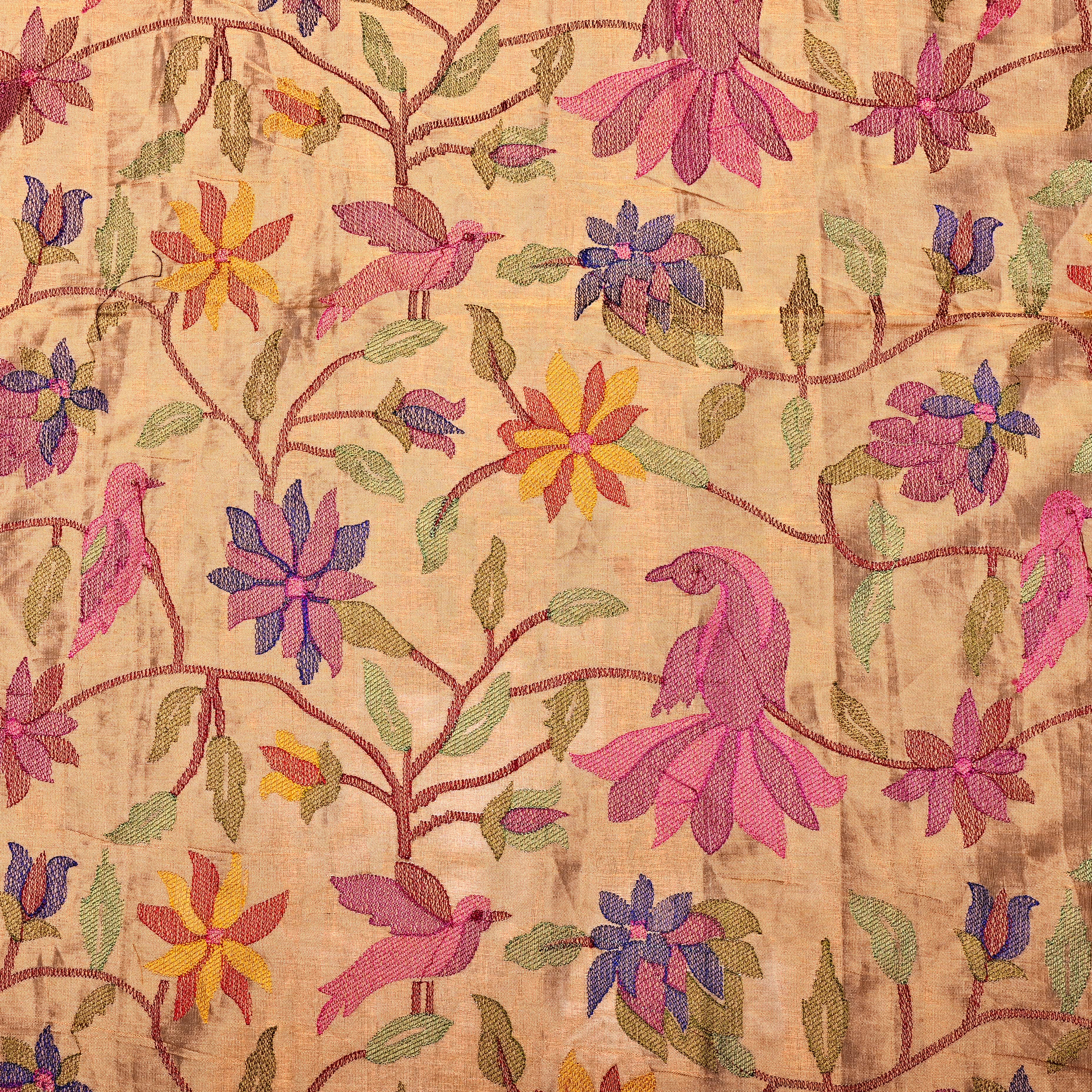 Dull Gold Kanjivaram Tissue Fabric With Paithani Embroidery