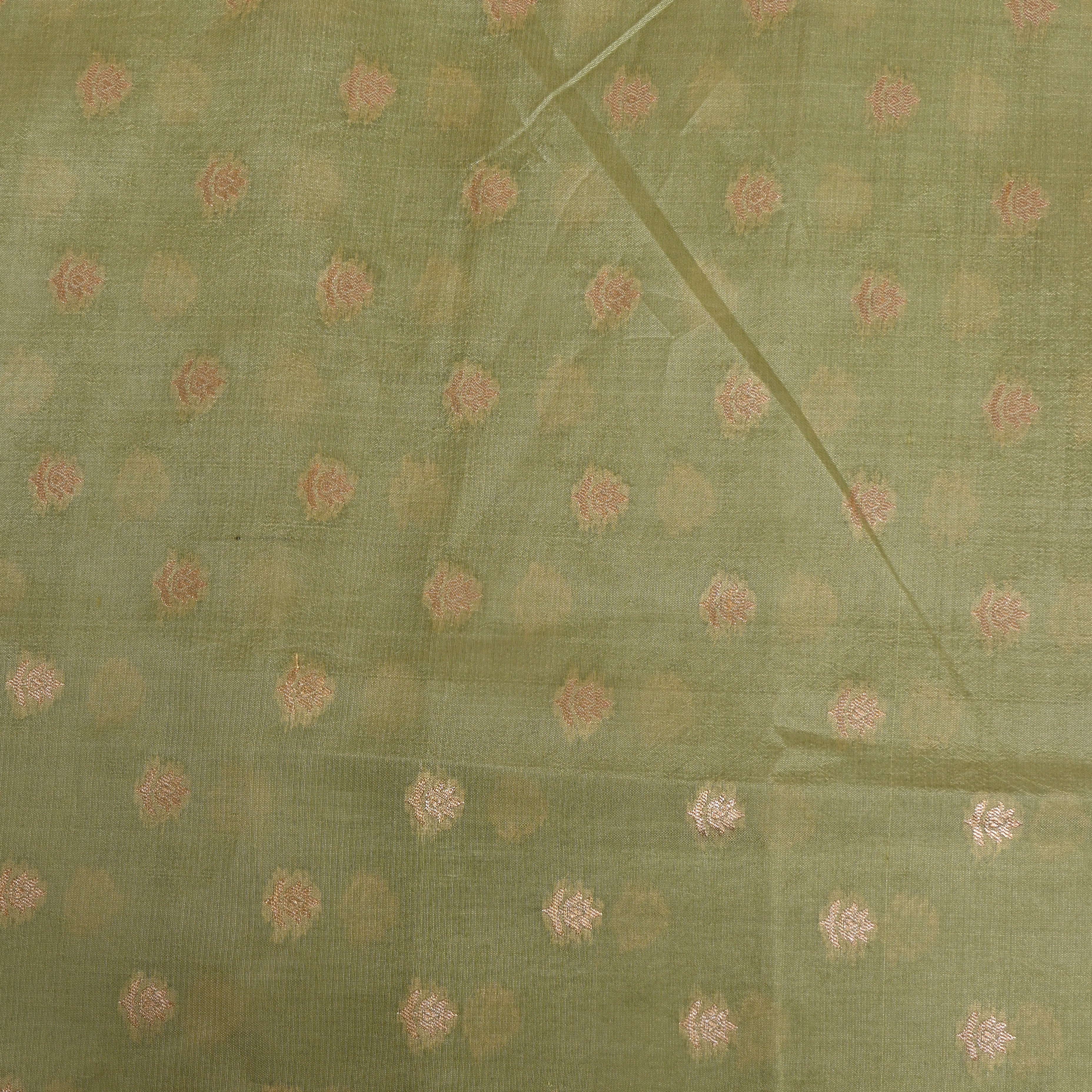 Sage Green Jamawar Silk With Woven Floral Motifs