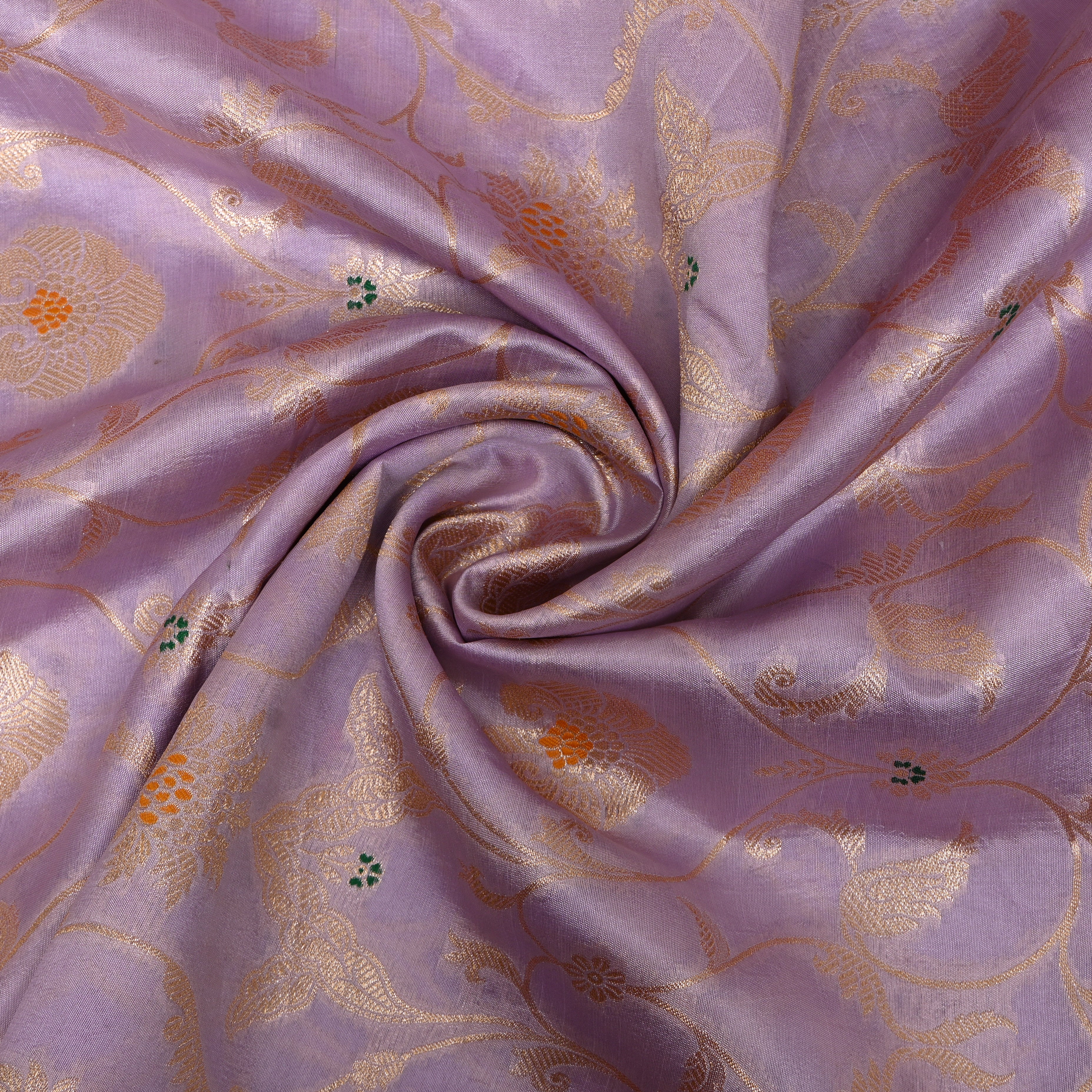 Lavender Jamawar Silk With Woven Floral Vine And Accents