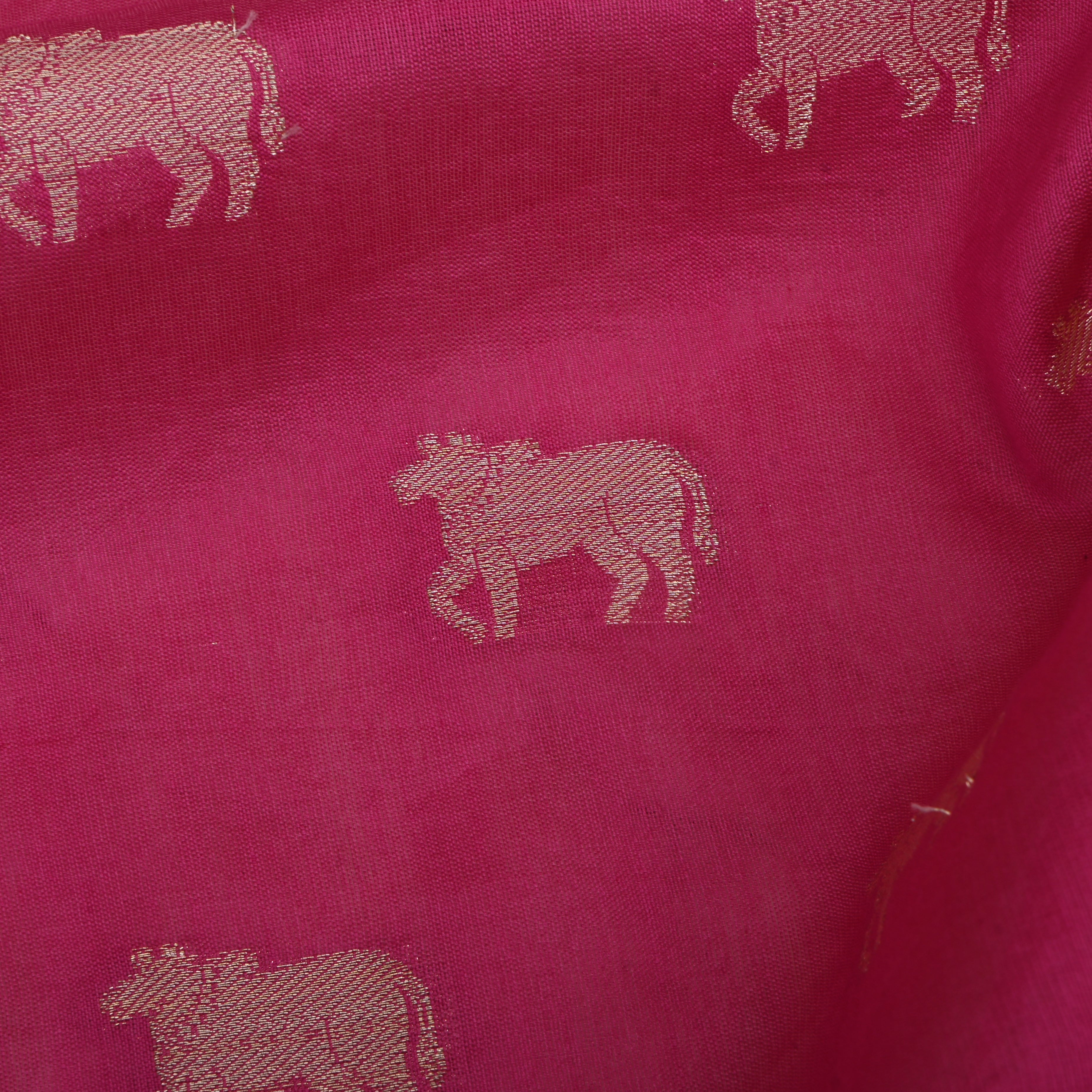 Hot Pink Banarasi Fabric With Golden Butti'S