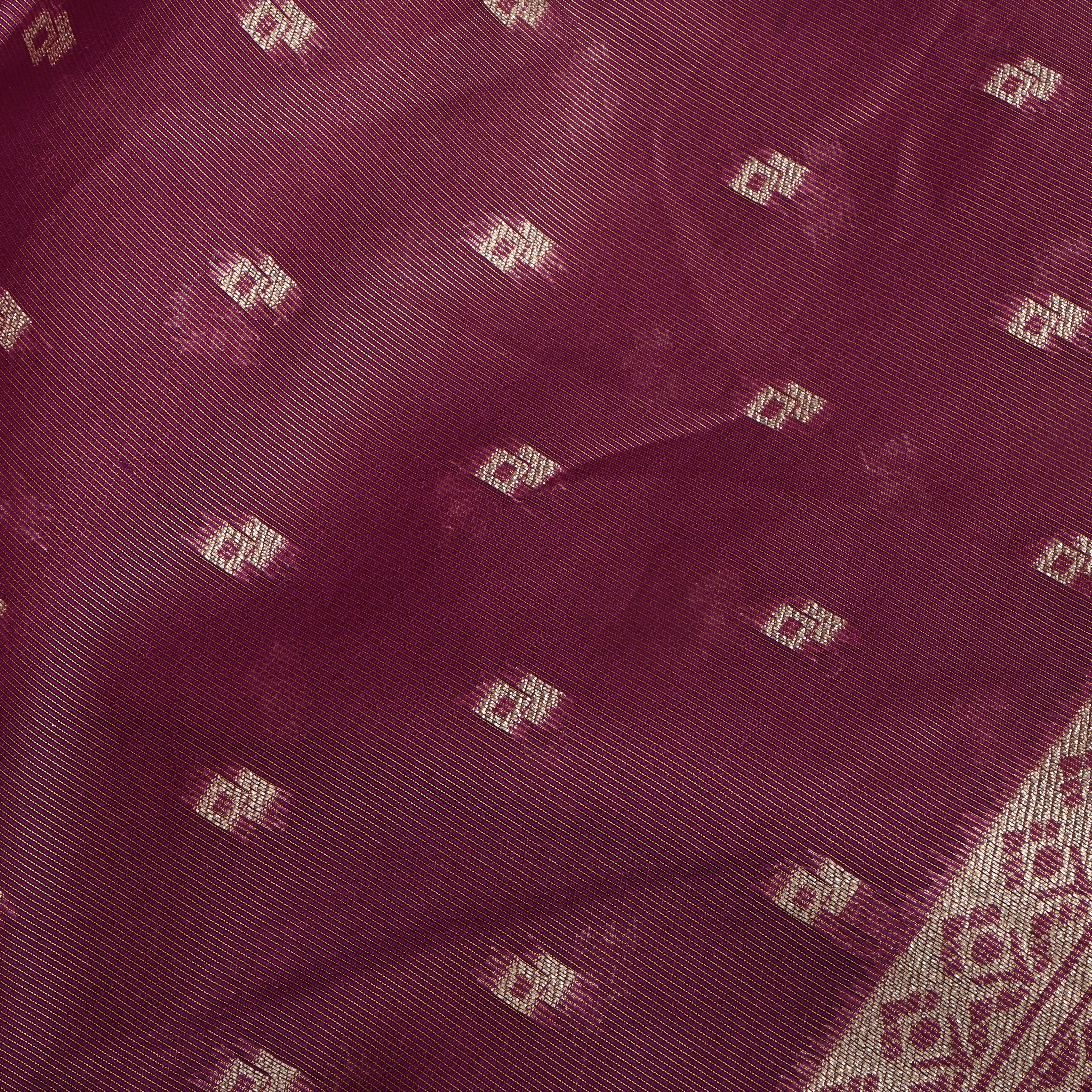 Wine Pink Jamawar Tissue Fabric With Woven Butti'S