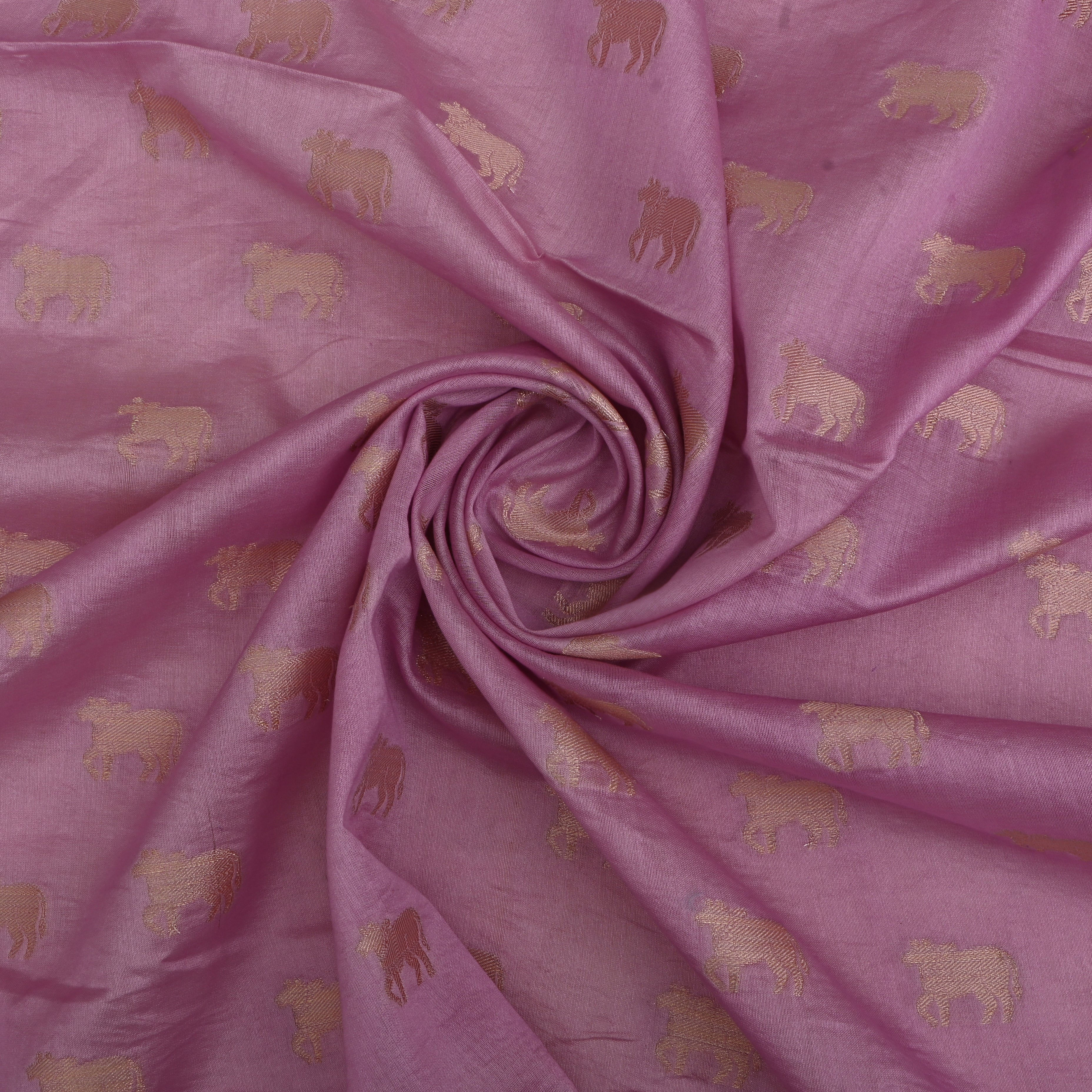 Watermelon Pink Banarasi Fabric With Golden Butti'S