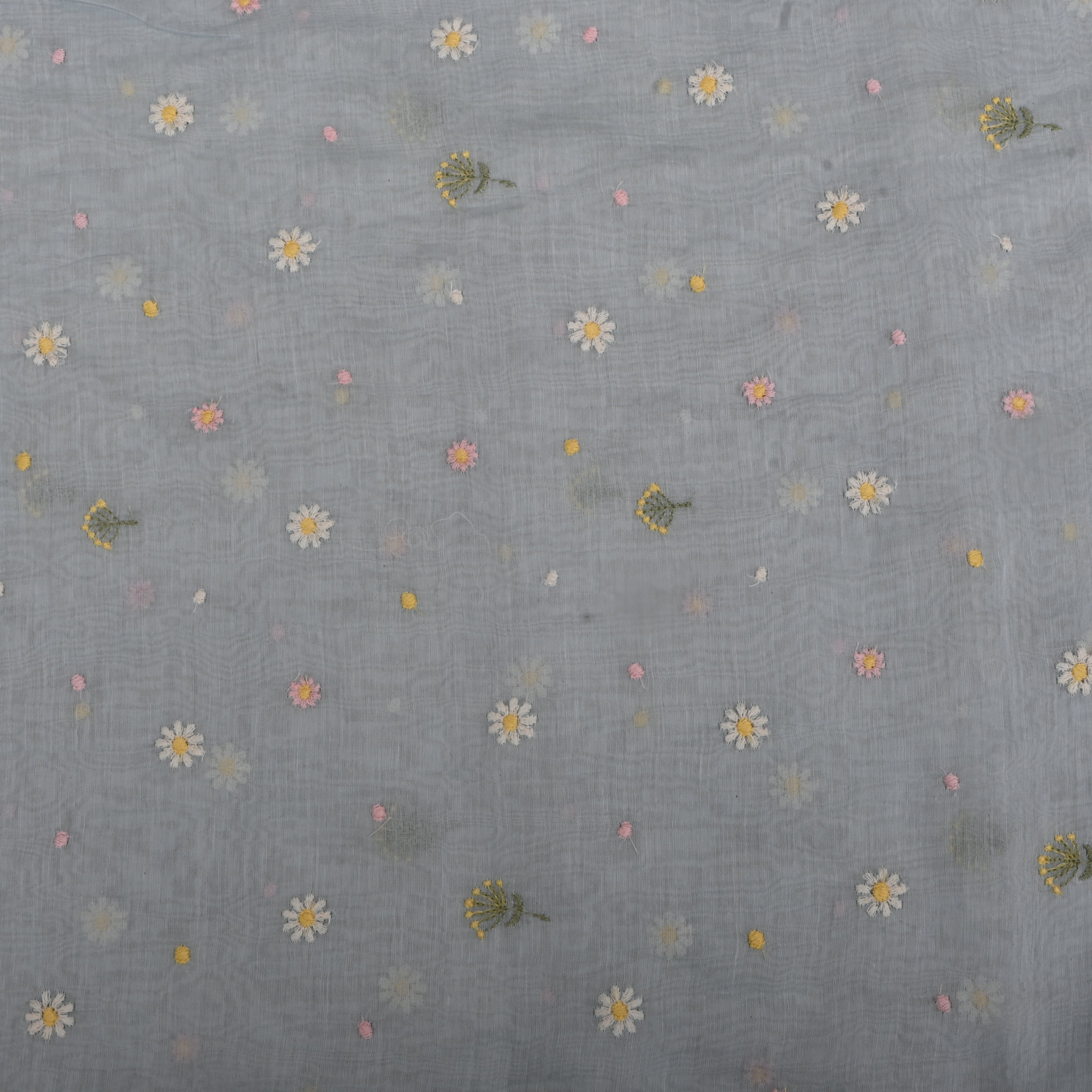 Powder Blue Chanderi Fabric With Thread Work