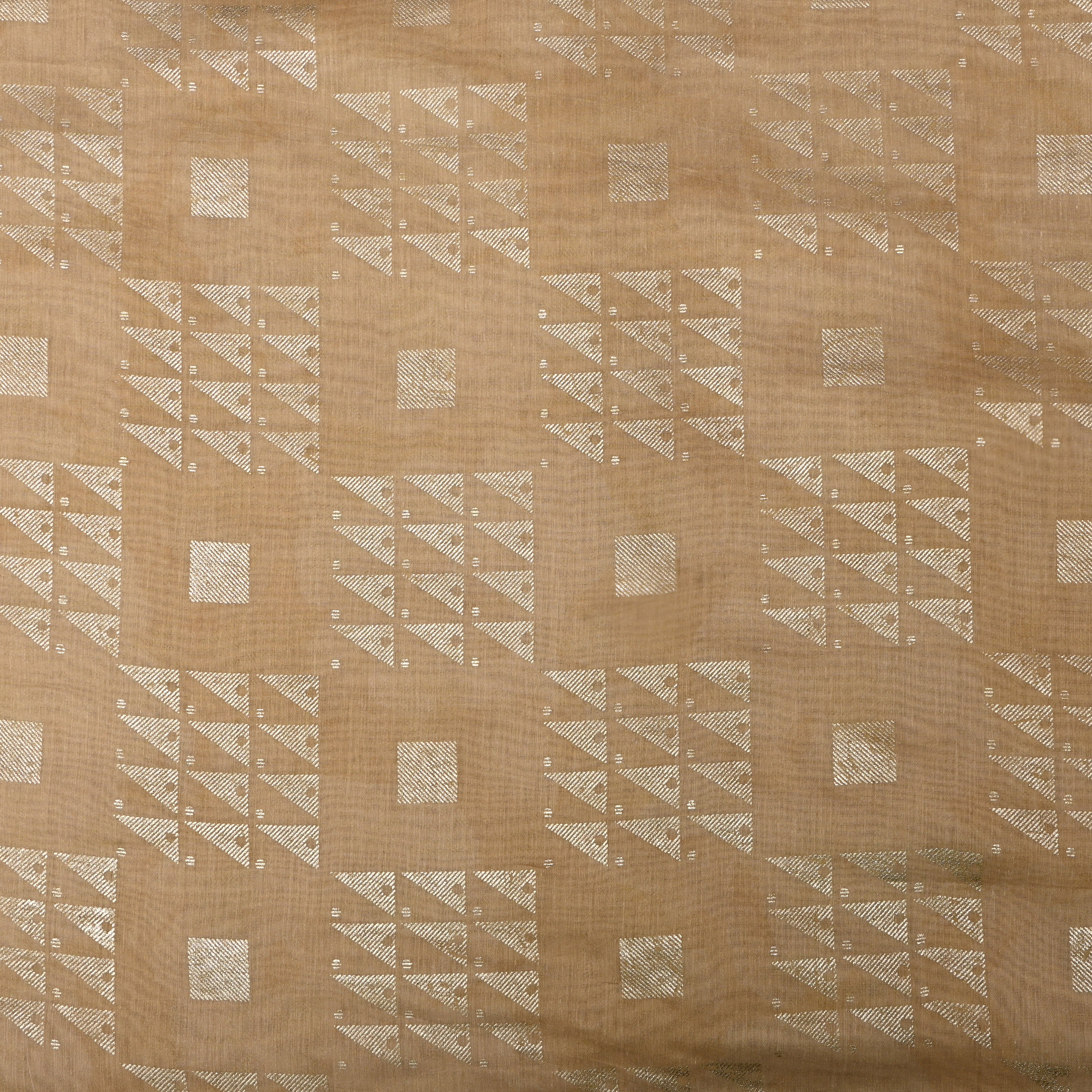 Muted Cream Geometric Foil Printed Chanderi Fabric