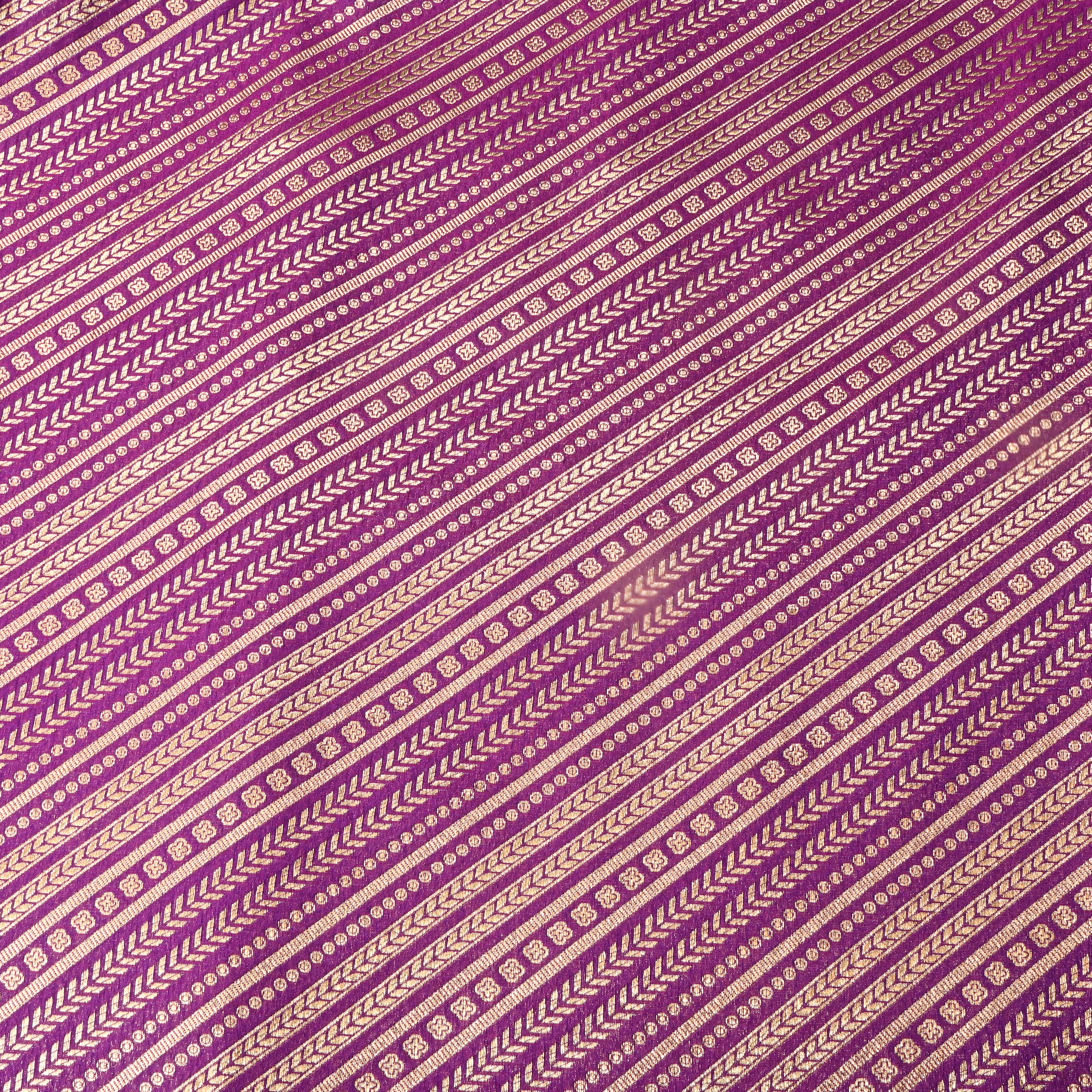 Bright Purple Jamawar Silk Fabric