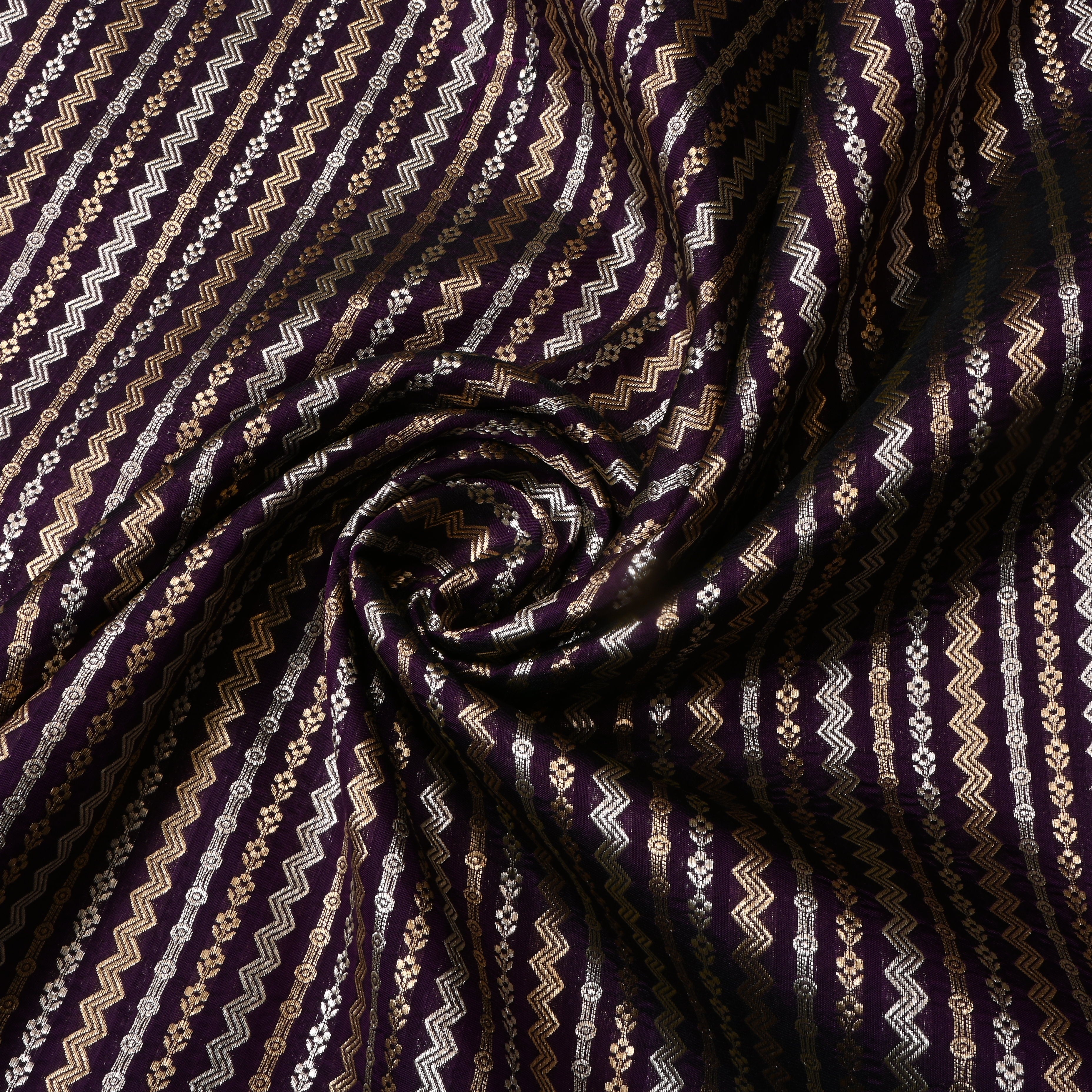 Dark Violet Dual Tone Zari Silk Fabric