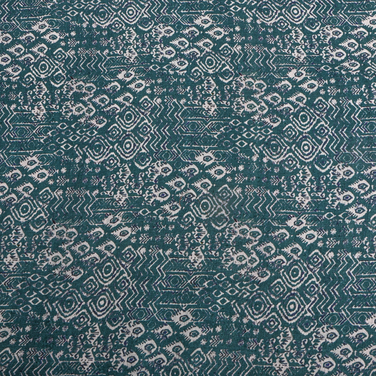 Teal Fish Geometric Digital Print Matka Silk Fabric