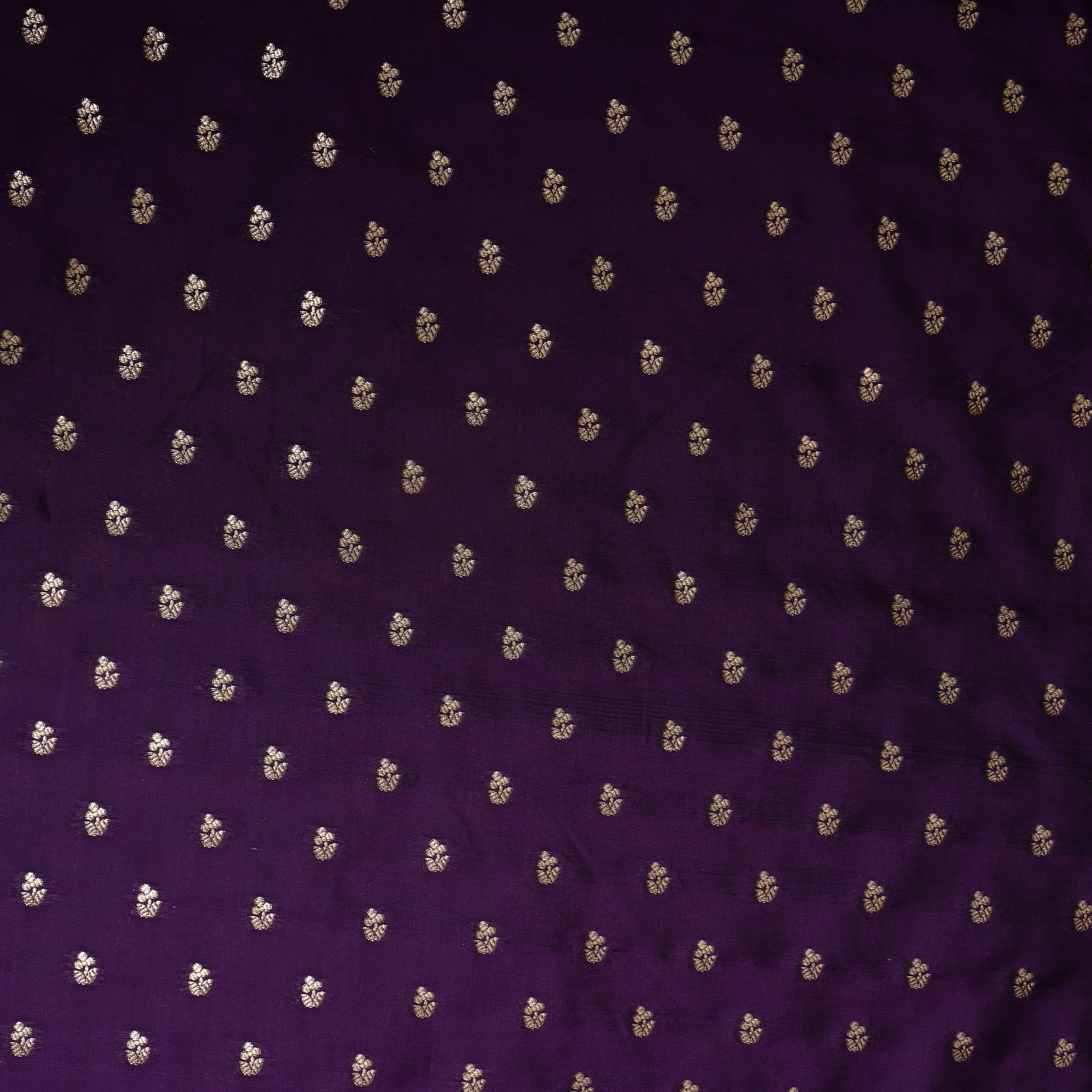 Deep Purple Jamawar Silk With Gold Floral Butti