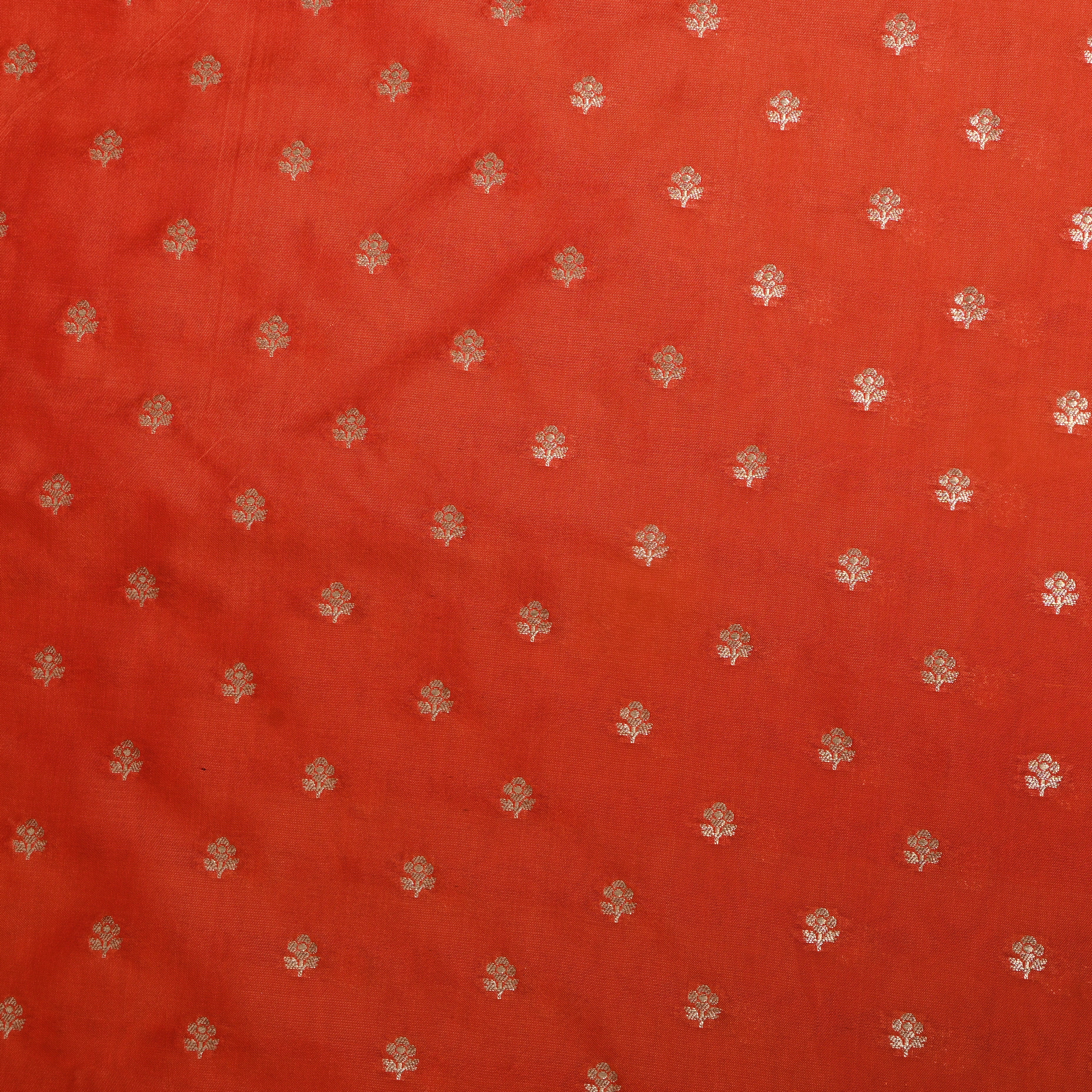 Burnt Orange Jamawar Silk With Woven Gold Butti