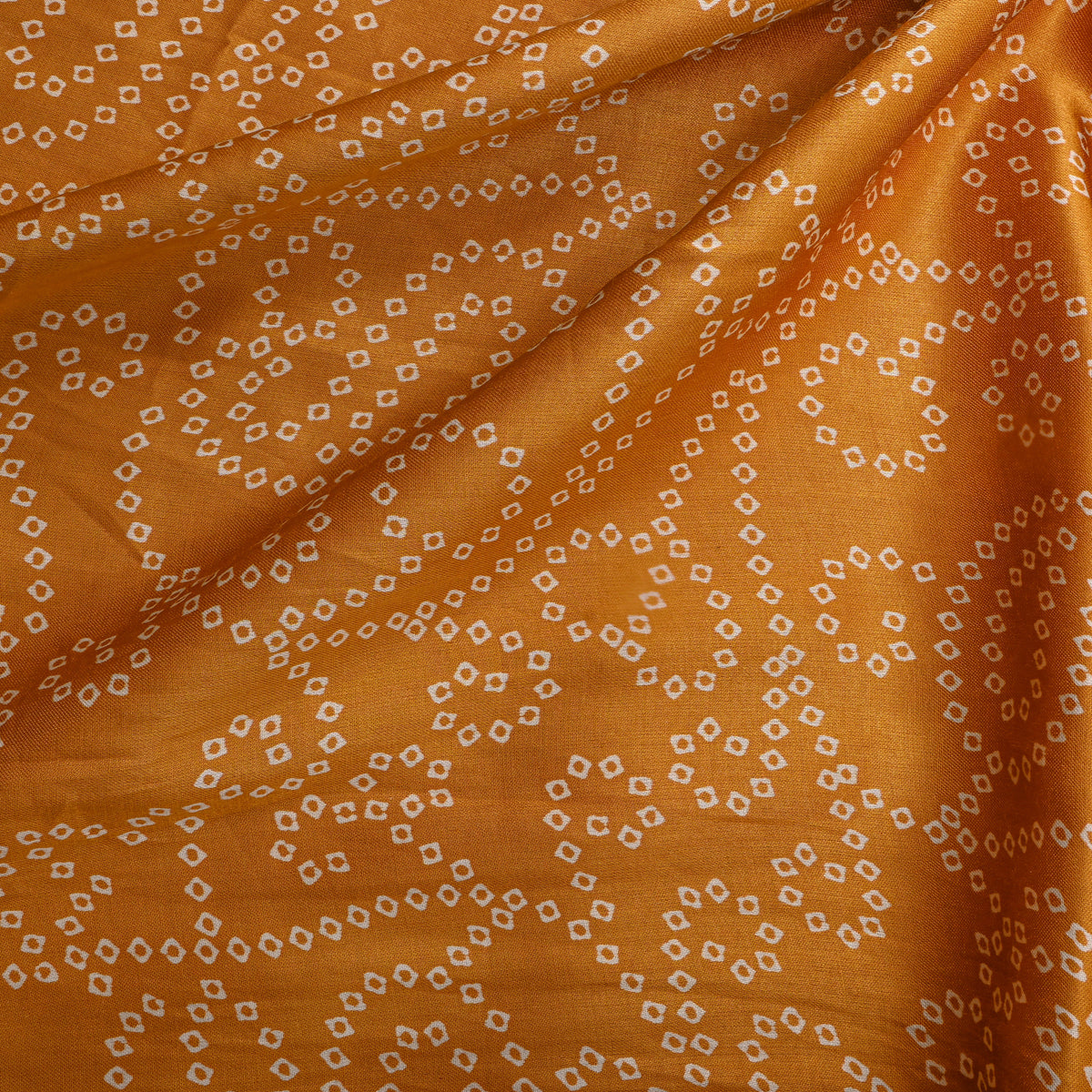 Ochre Orange Dot Ring Digital Print Satin Fabric
