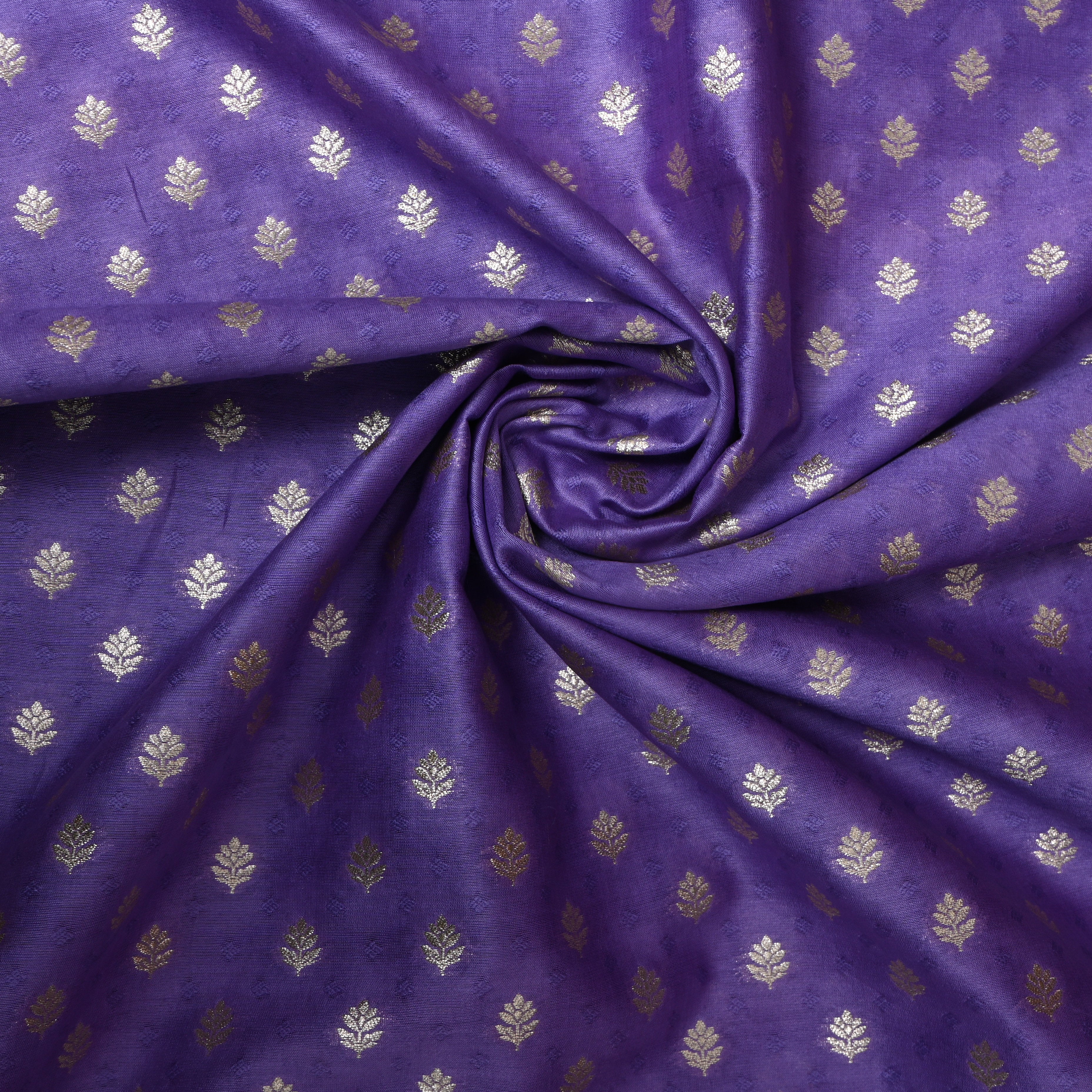 Lavender Purple Jamawar Silk Fabric