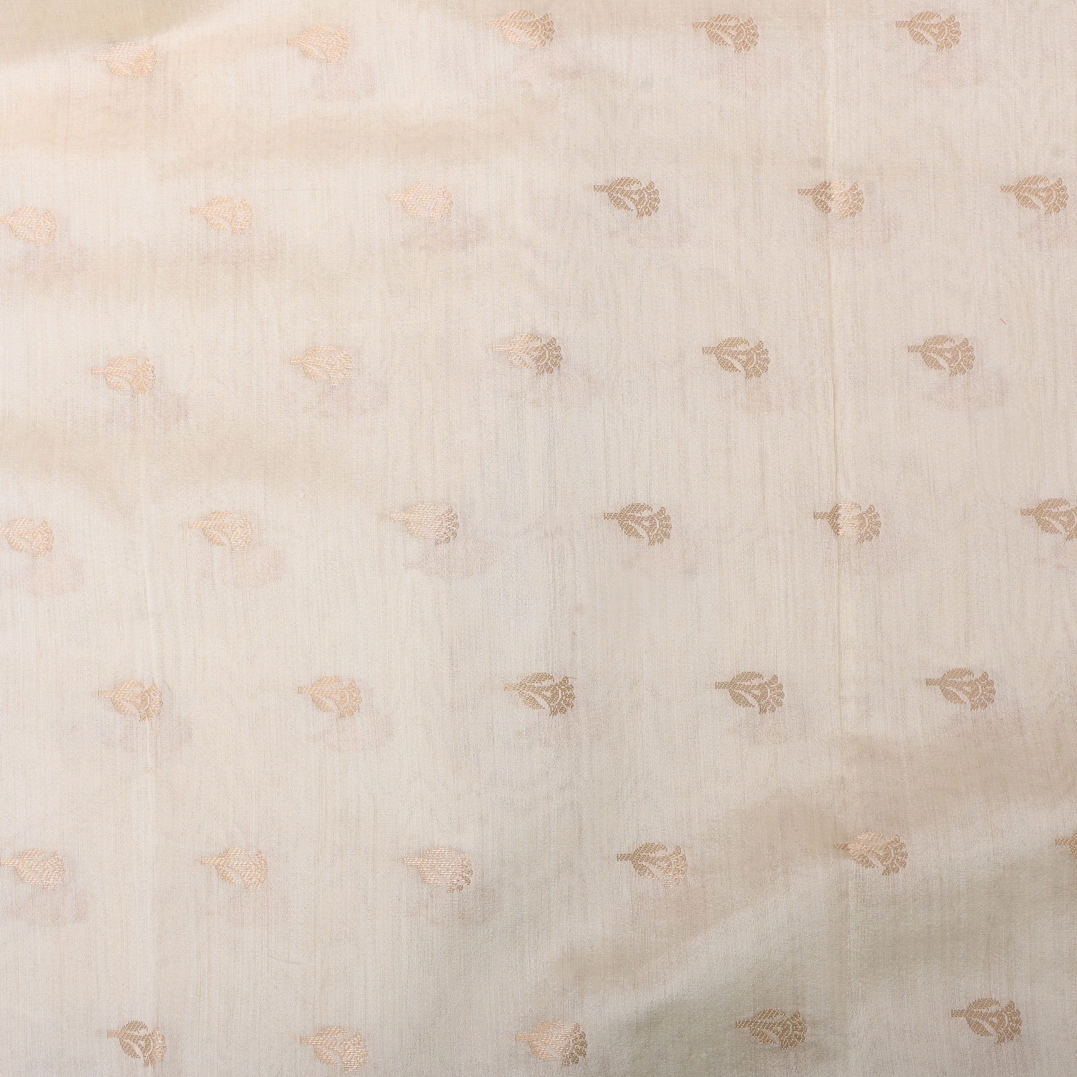 Off-White Golden Floral Zari Silk Fabric