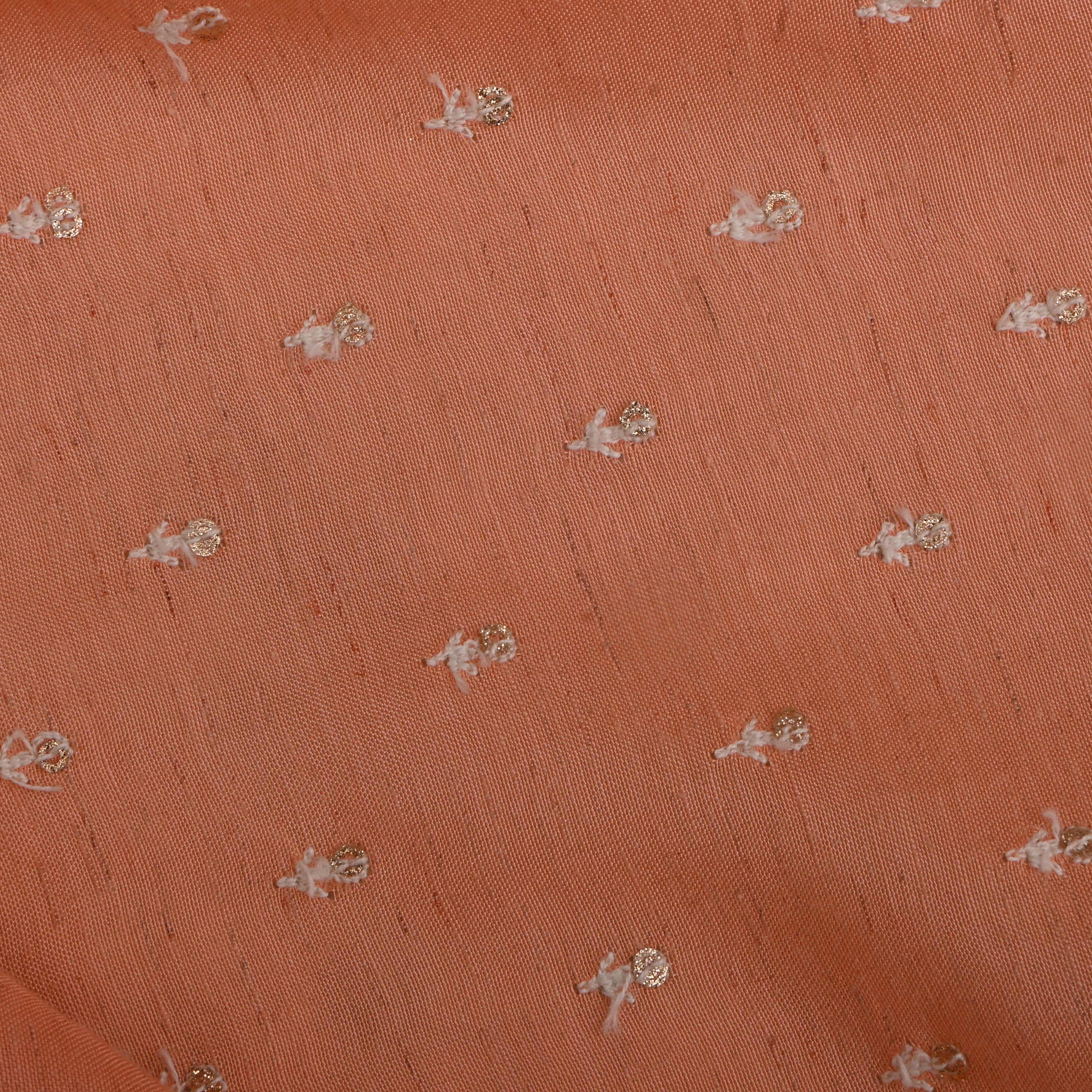 Peach Tissue Fabric With Thread Work