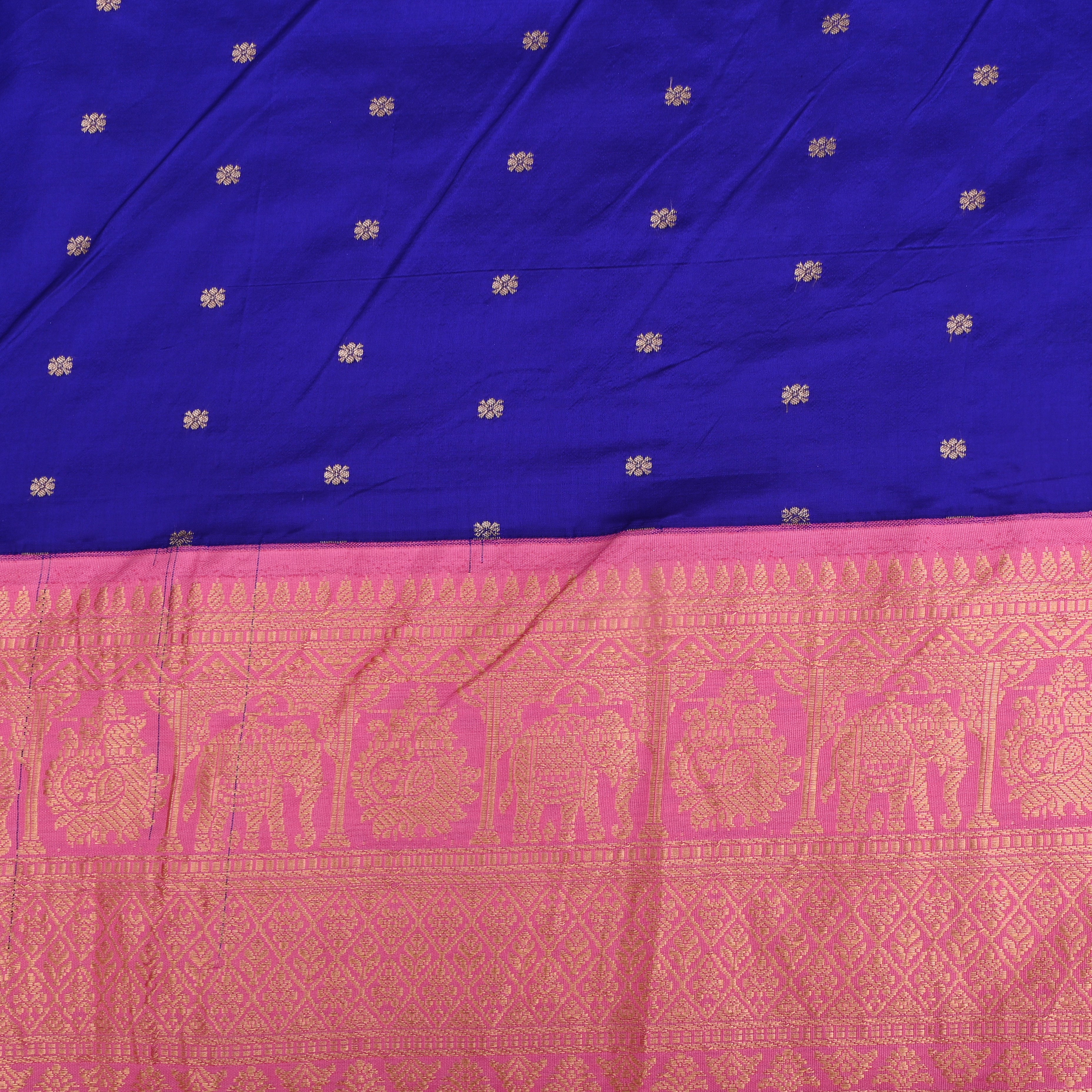 Violet Silk Fabric With Kanjivaram Border