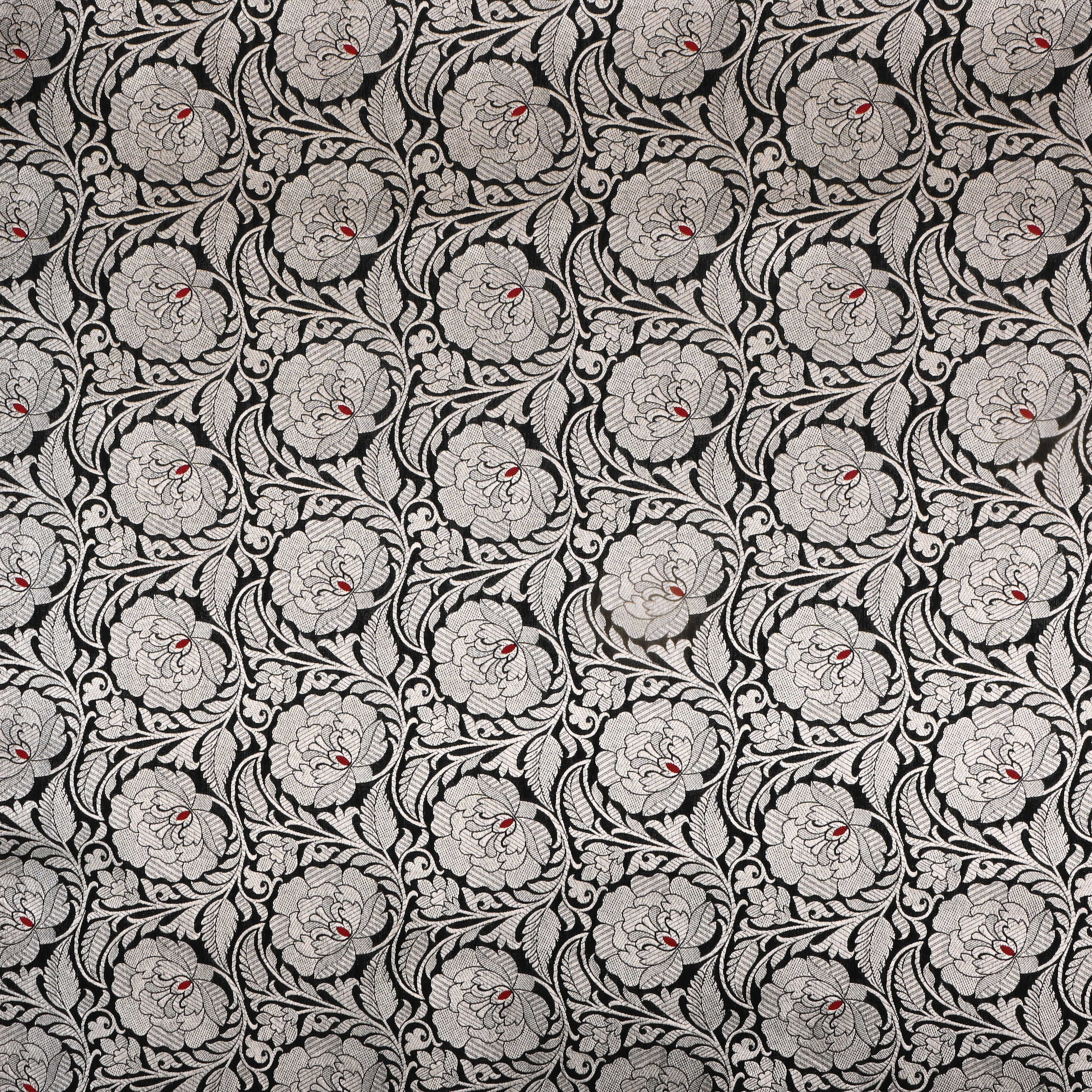 Black Banarasi Fabric With Floral Jaal