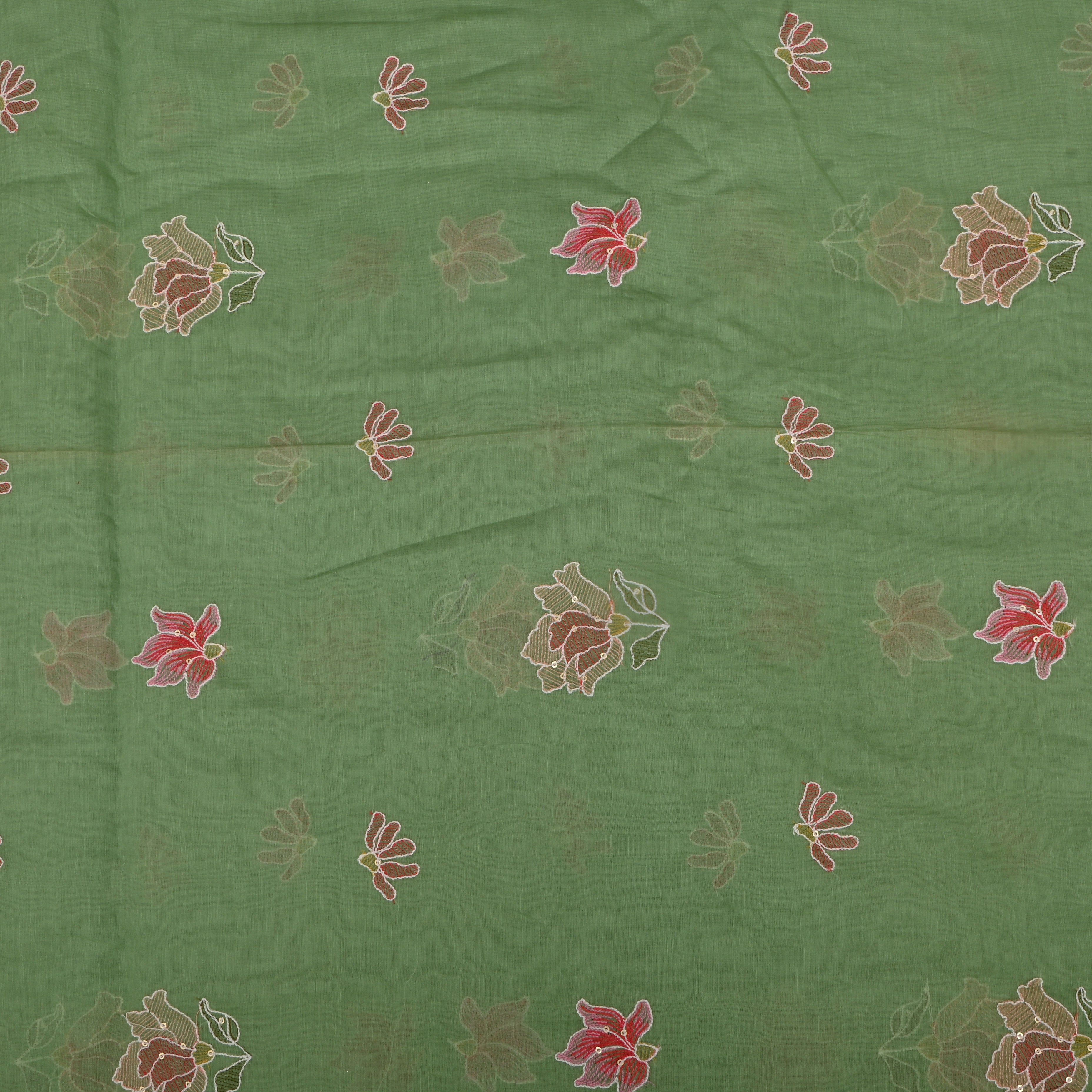 Pista Green Mulchandani Fabric Thread Embroidery