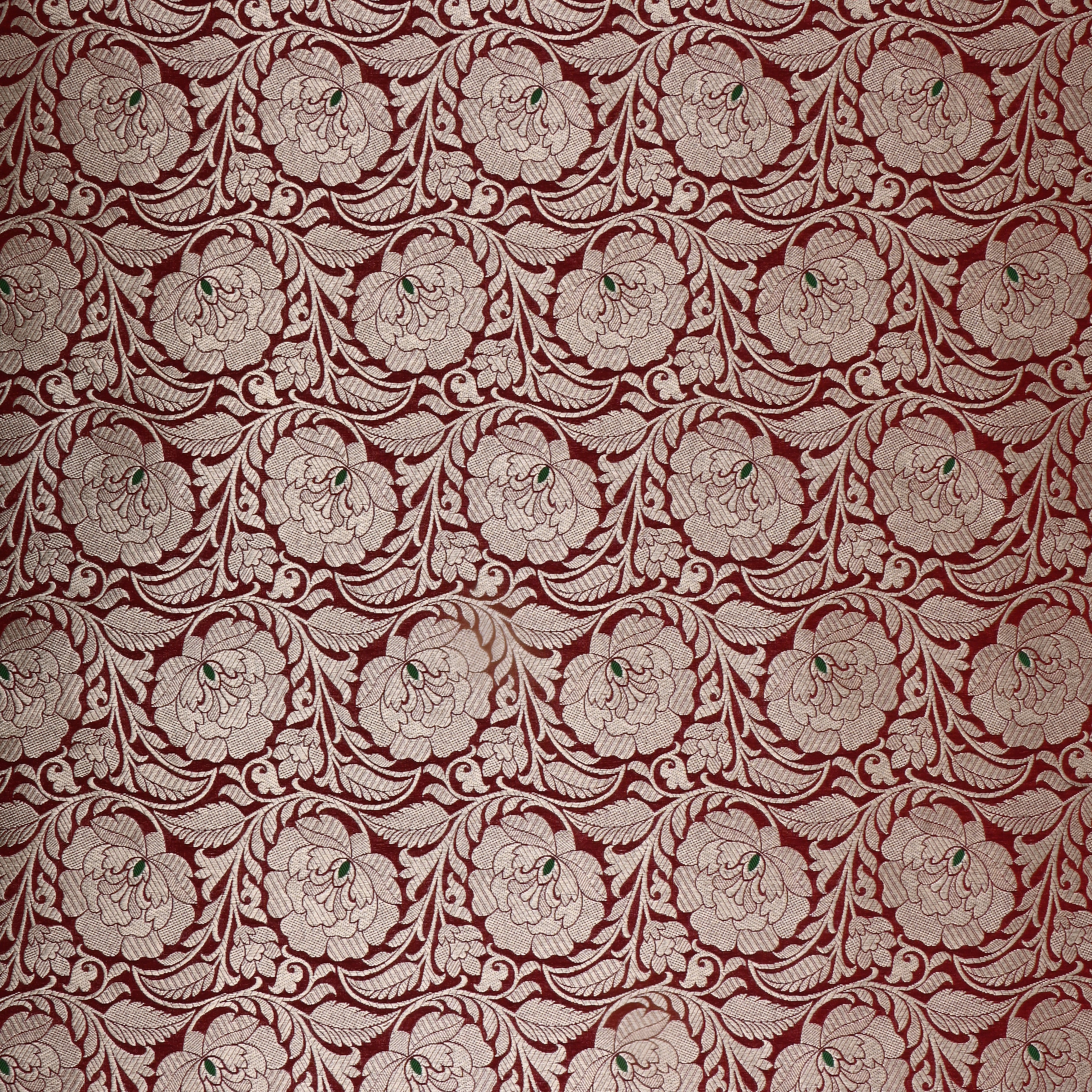 Maroon Jamawar Silk Fabric