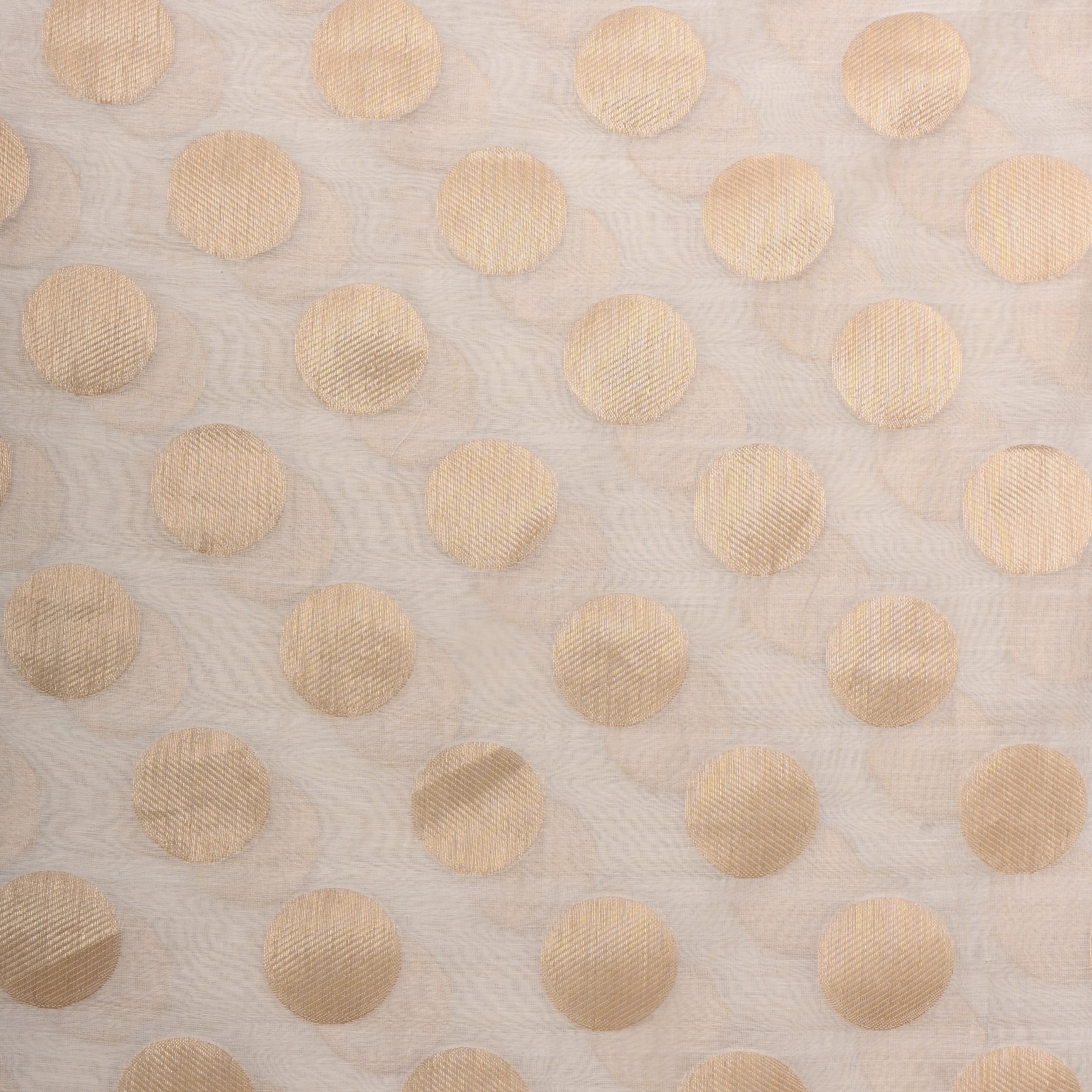 Off-White Golden Zari Buttis Chanderi Fabric